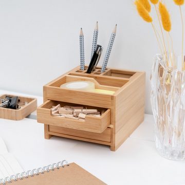Navaris Briefablage Schreibtischorganizer aus Bambus - Stiftehalter Schubladen (1-St)