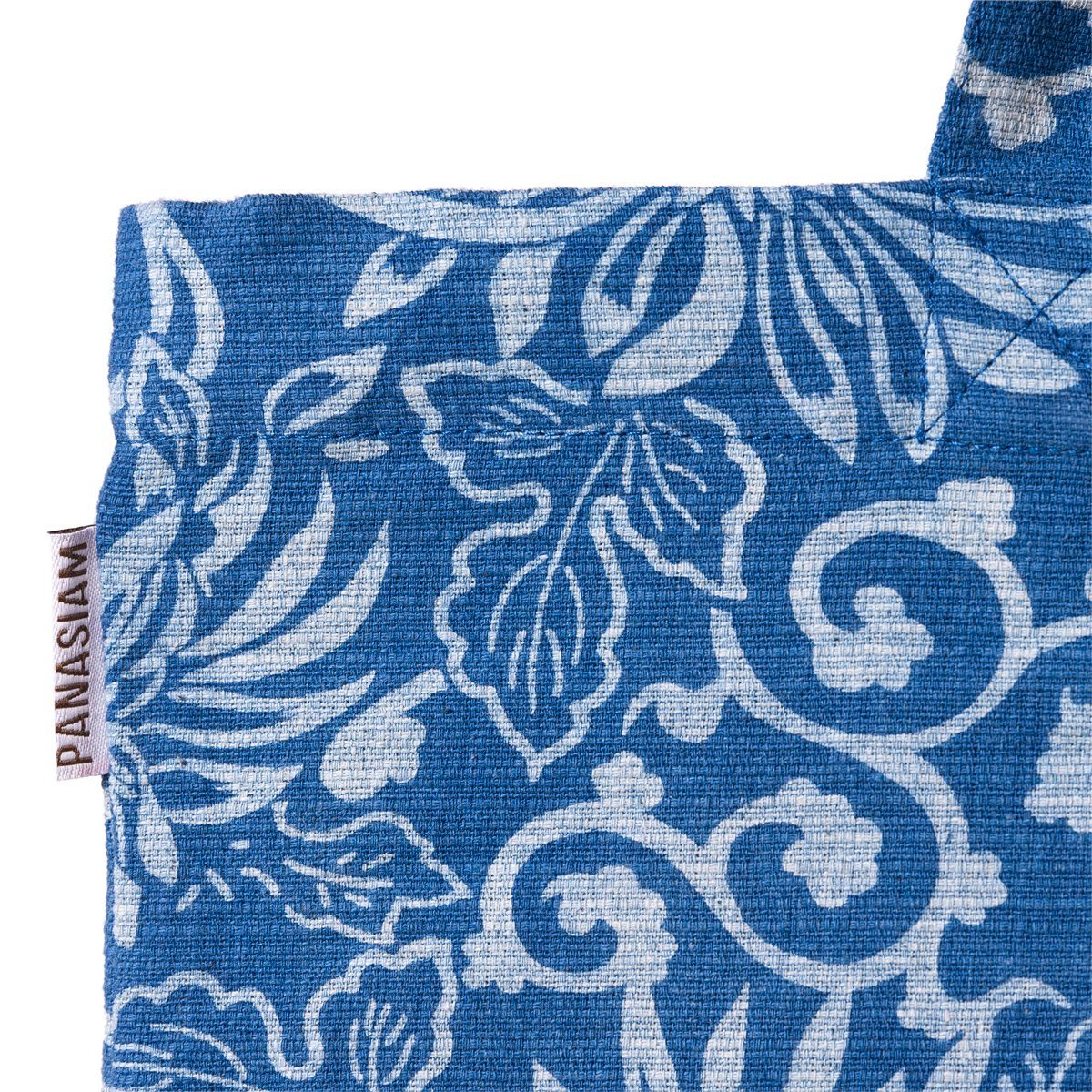 Mustern mit als Blue Geometrix 100% Beuteltasche Einkaufstasche japanischen Schuhbeutel, flower PANASIAM auch Jutebeutel oder aus traditionellen Baumwolle Baumwollbeutel