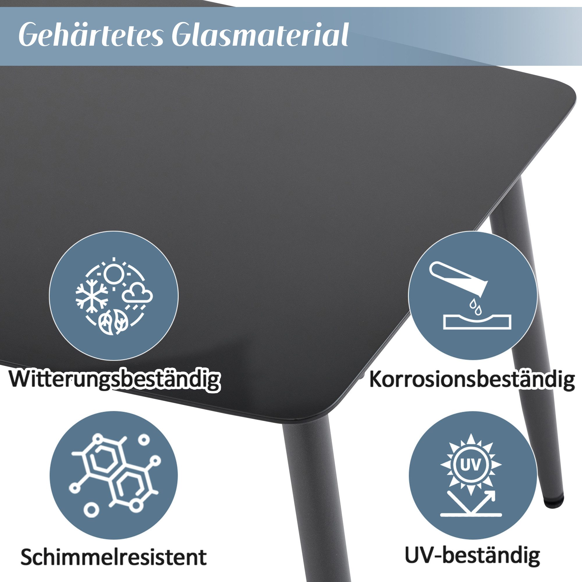 Merax Gartenlounge-Set aus verzinktem Stahl & geflochtenes PE-Seil in Wassergras-Optik, (4-tlg., Sitzgruppe Gartengarnitur-Set Terrassenmöbel Balkonmöbel), 4-Sitzer Gartenmöbel mit Sofa, Sessel & Couchtisch mit Glastischplatte