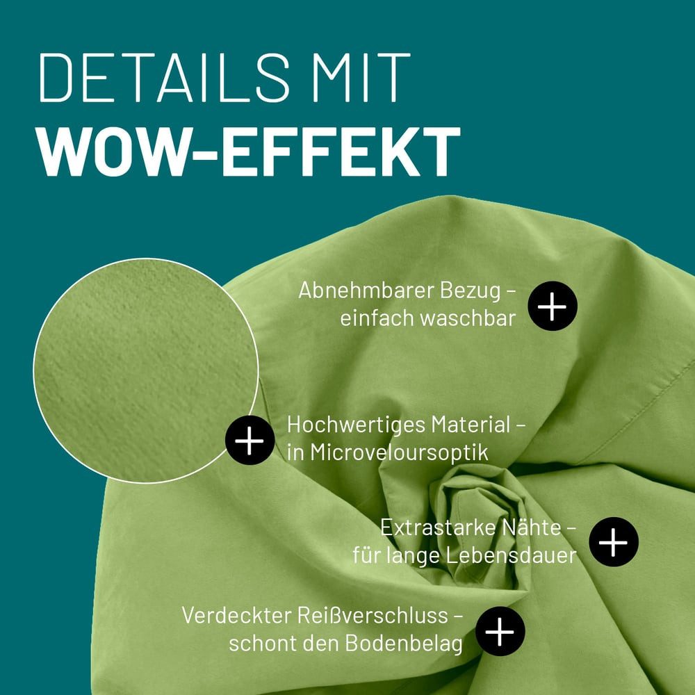 Lumaland Sitzsack Luxury XL PLUS Sitzsack, Microvelours Beanbag extra weich & robust Stuhl Sessel 60x45cm – Bild 5 von 5