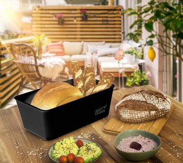 JUST VEGAN Brotkasten, Bambus, Kunststoff, (Set, 1-tlg., inkl. Schneidebrett), aus Biokunststoff