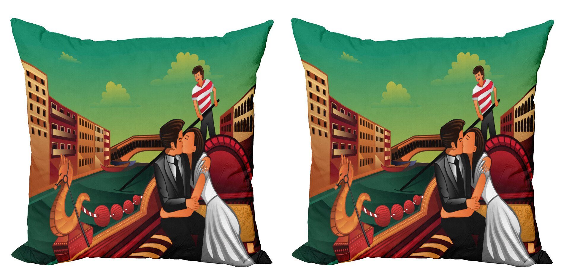 Kissenbezüge Modern (2 Digitaldruck, auf Paare Abakuhaus Doppelseitiger Gondola Accent Stück), Romantische küssen