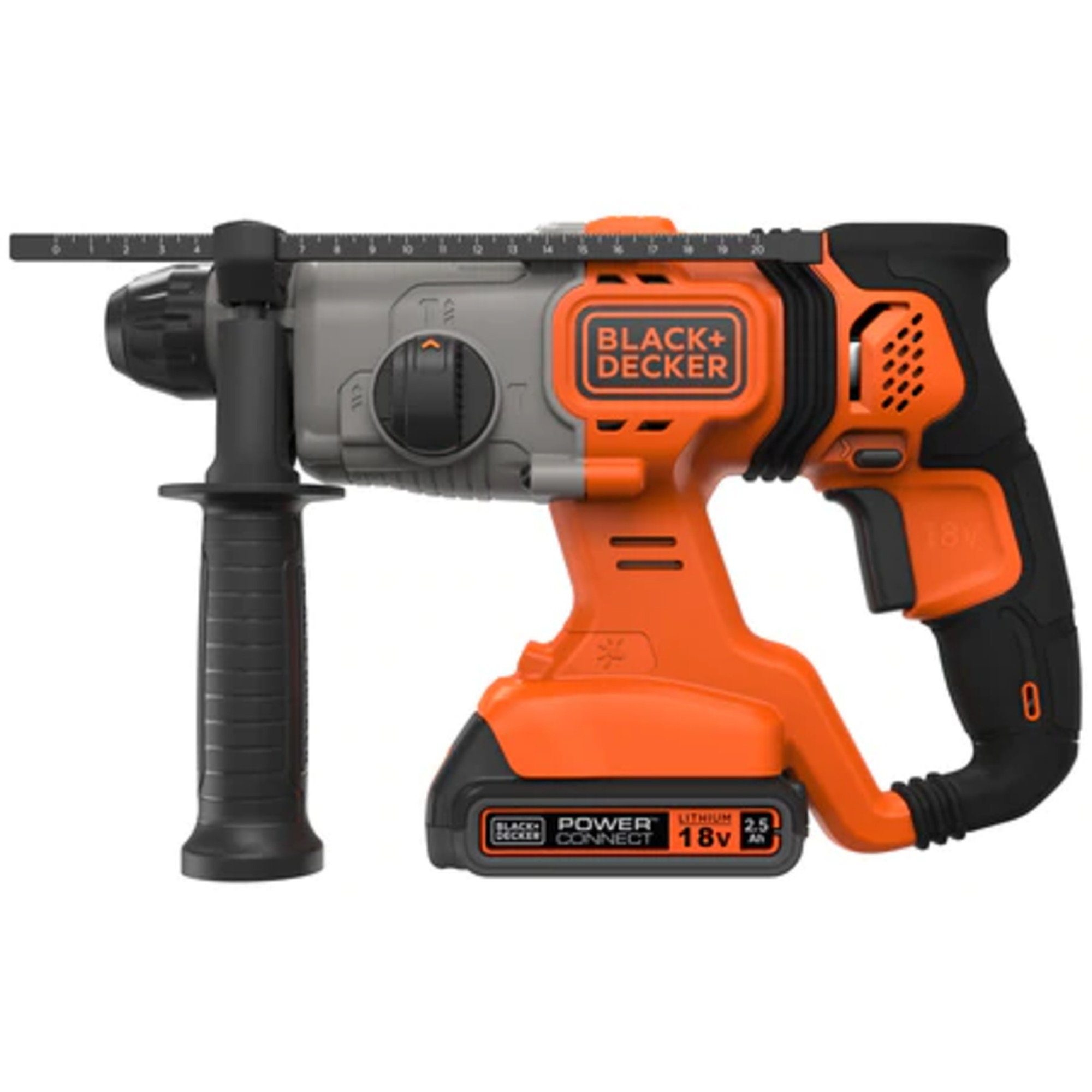 Black + Decker Hohlmeißel BLACK+DECKER Akku-Kombihammer BCD900E2K, 18Volt