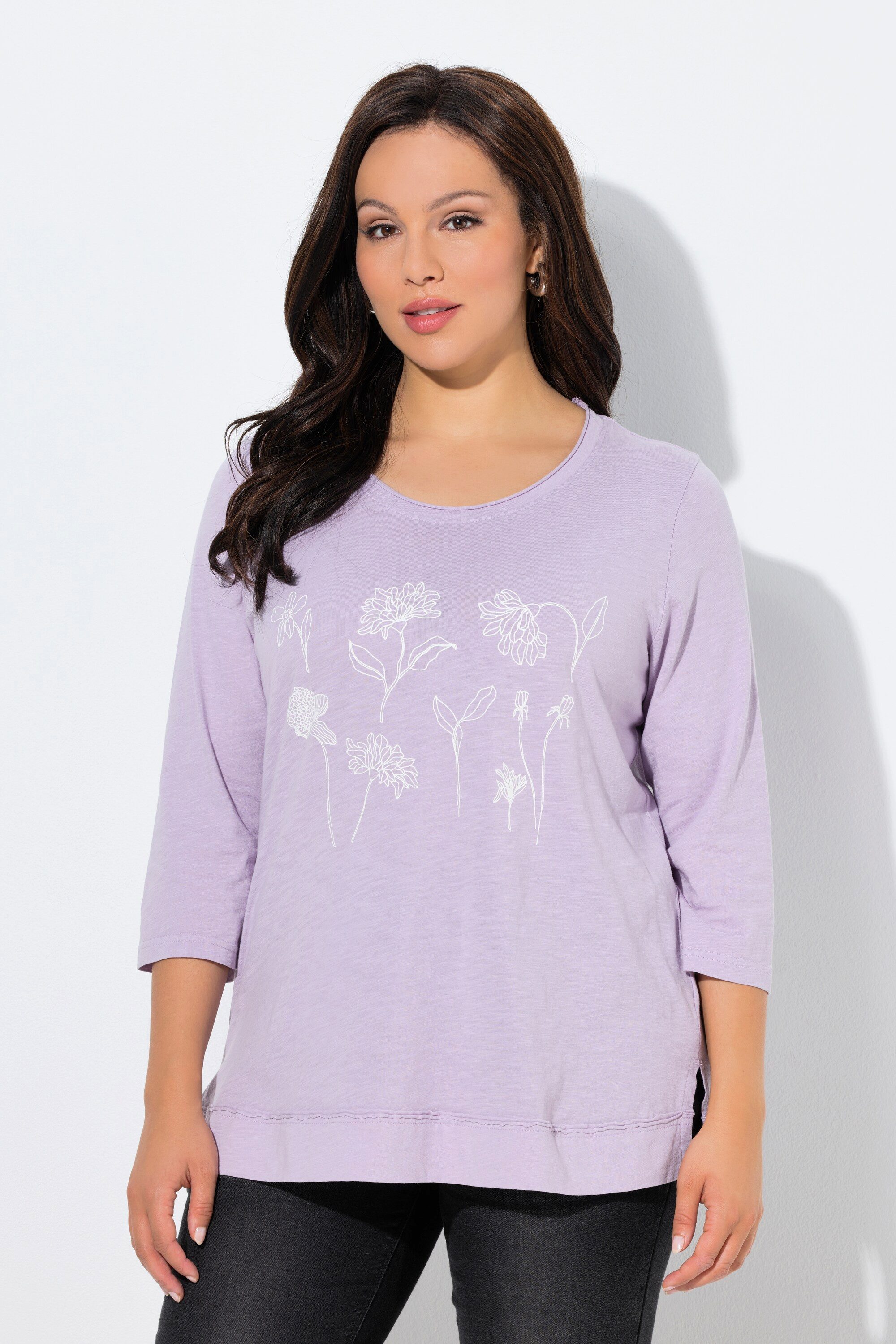 T-Shirt Shirt Blüten Classic Rundhals 3/4-Arm