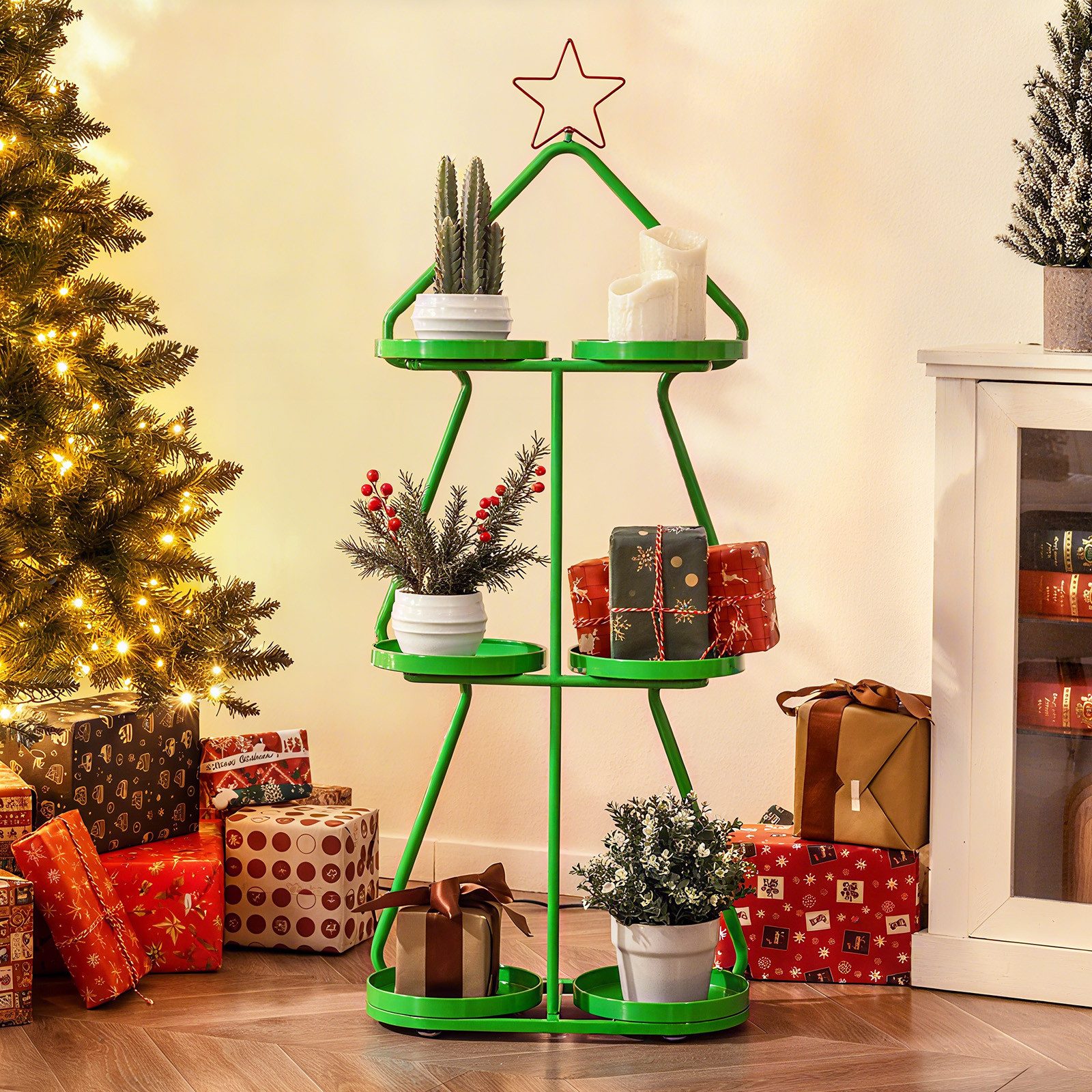 COSTWAY Blumenständer (1 St), Pflanzenständer, Blumenregal, in Weihnachtsbaum-Form