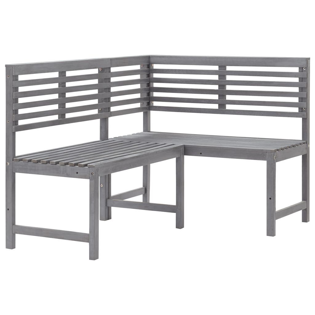 furnicato Gartenbank GartenEckbank Grau 140 cm Massivholz Akazie
