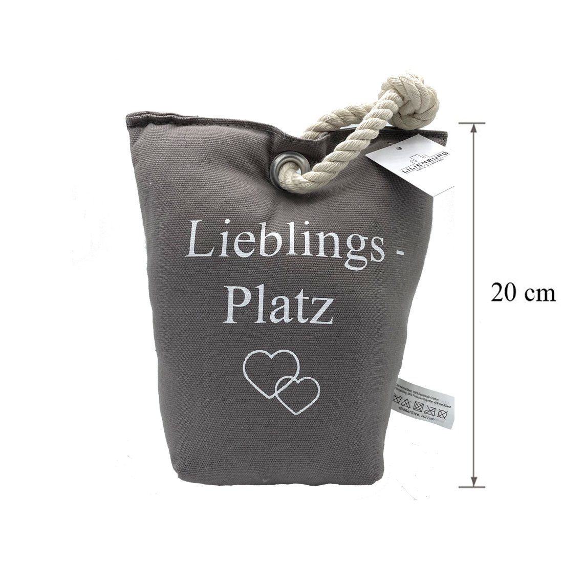 LB H&F Lilienburg Türfeststeller Türstopper Türdämpfer Türfeststeller Fensterstopper Grau Herz (schwer Stoff Sack Vintage (Lieblingsplatz), Lieblingsplatz
