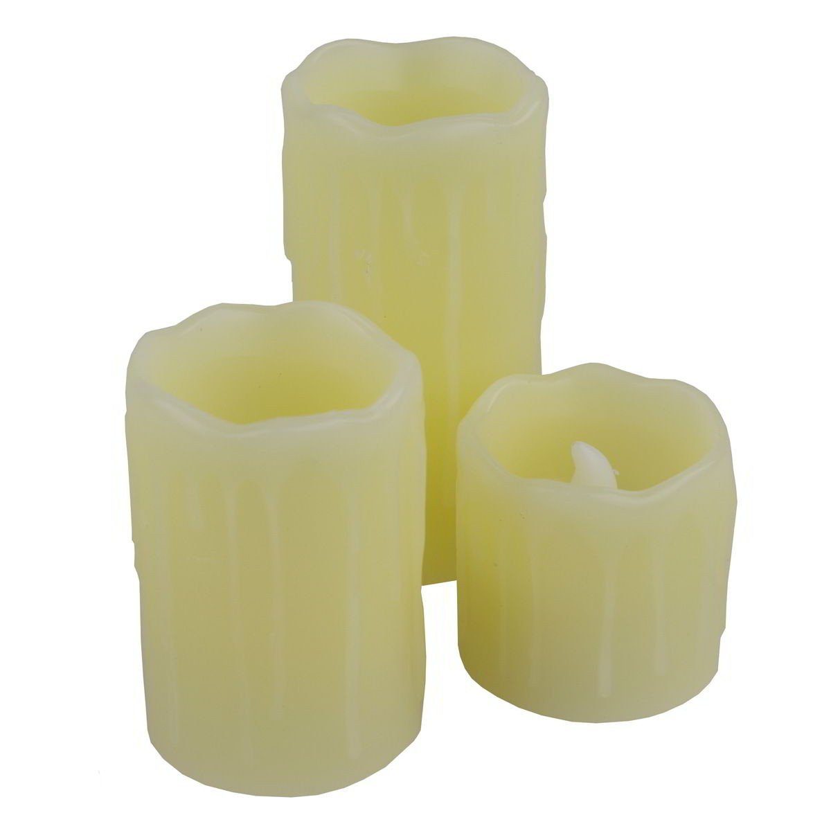 LED-Kerze Echtwachs LED Kerzen 3 Stück Ø5 x 5,7,10cm creme inklusive Batter günstig online kaufen