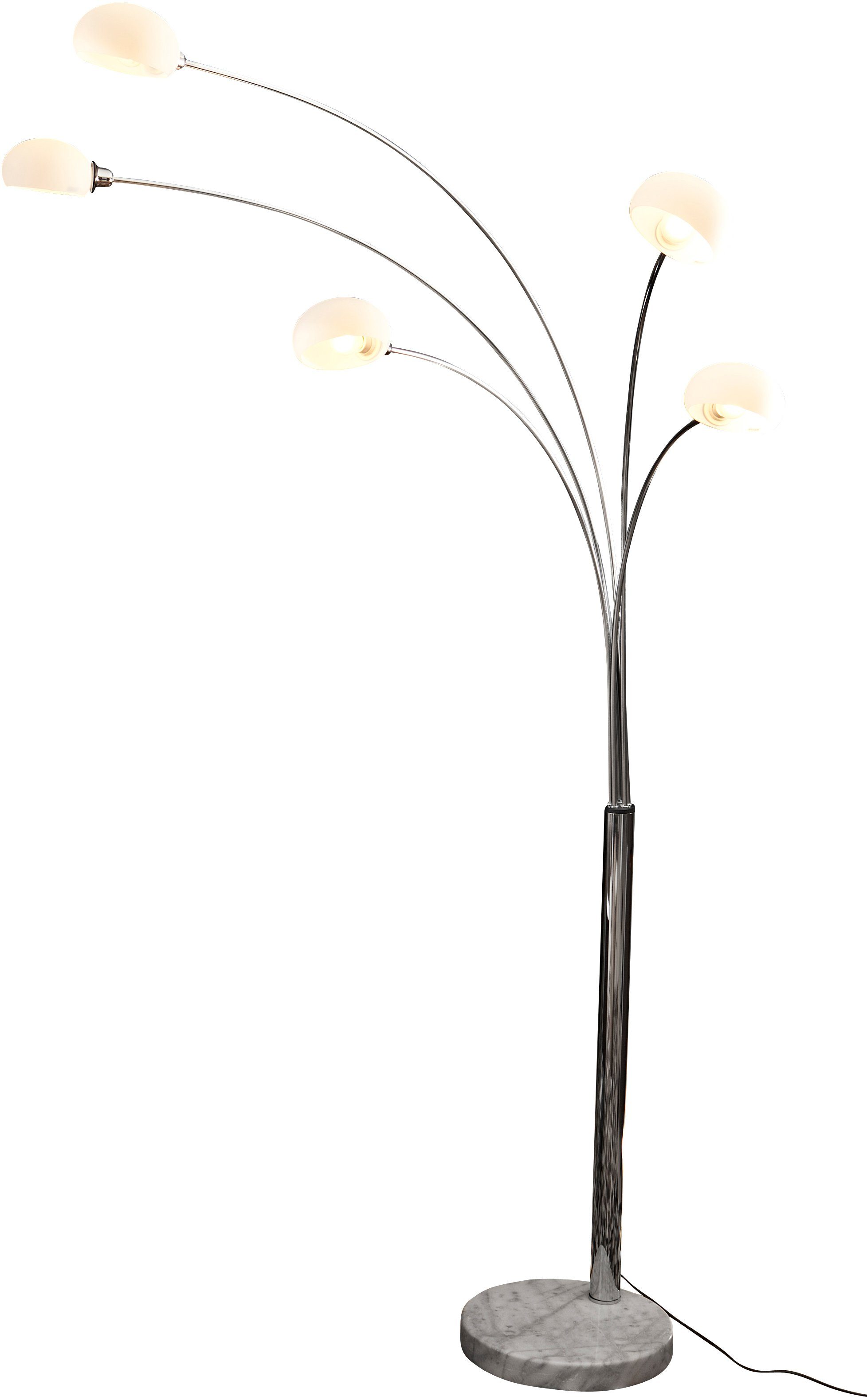 SalesFever Stehlampe Noa, bewegliche Dimmschalter, echter Leuchtmittel, ohne Arme Marmorfuß Glasschirm, Dimmfunktion, mit 5