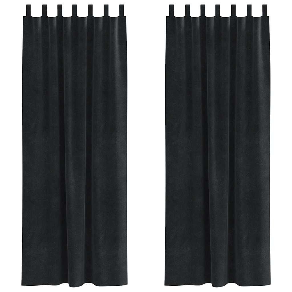 vidaXL Verdunkelungsvorhänge 2 pcs Schwarz 140 x 225 cm Samt (2 St), Samt