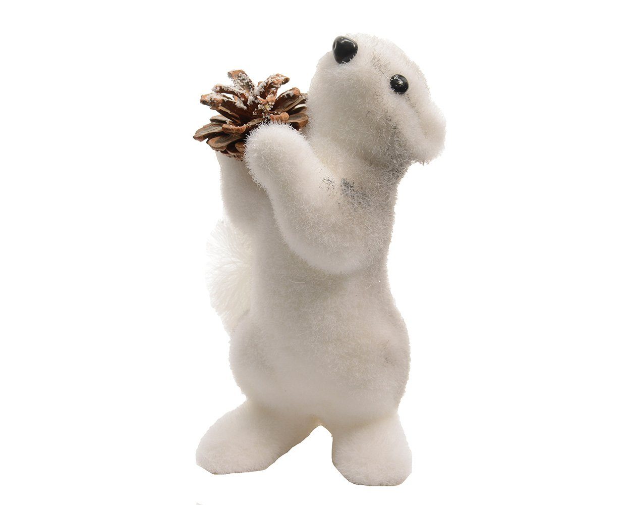 Decoris season decorations Weihnachtsfigur, Weihnachtsfigur Eichhörnchen mit Tannenzapfen Kunststoff 19cm weiß
