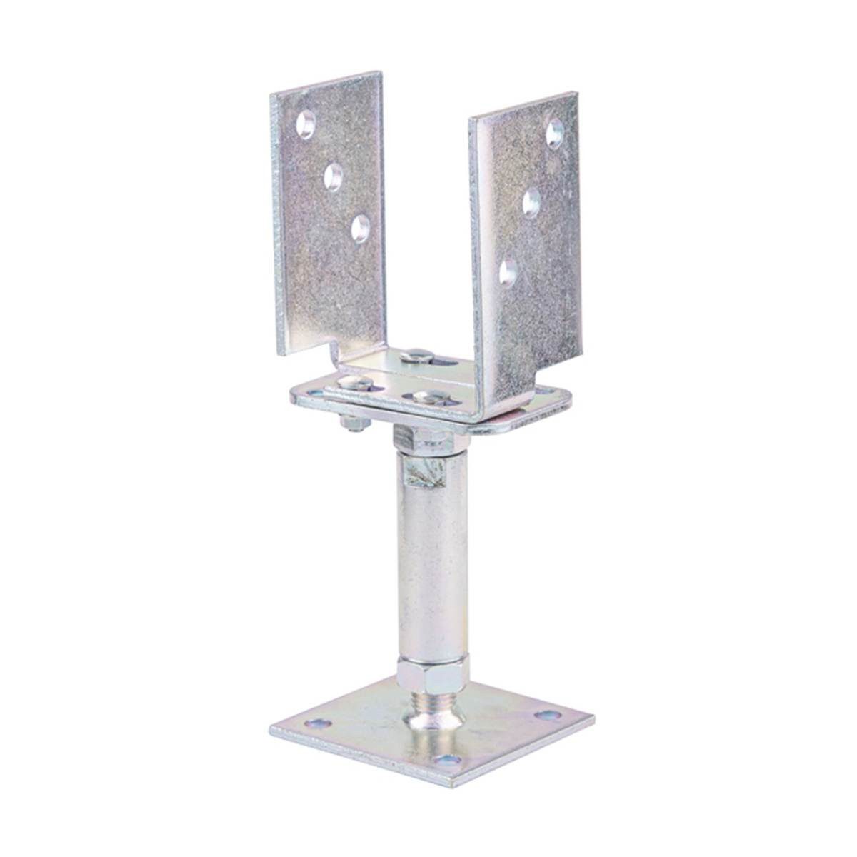 siwitec U-Pfostenträger U-Pfostenträger höhenverstellbar 150 - 190 mm verzinkt zum Aufschraube, für Holzkonstruktionen im Außenbereich, zum Aufschrauben, (1-St., Geeignet für Holzpfostenstärken von 71 bis 161 mm)
