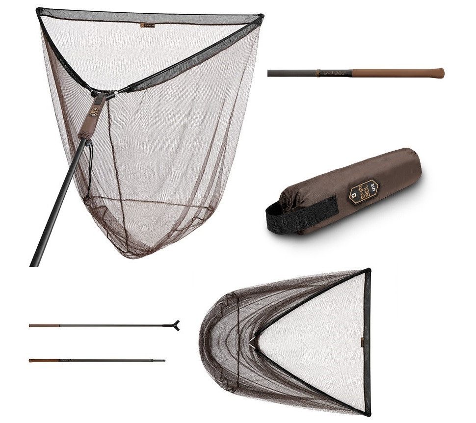 Delphin.sk Angelkescher Karpfenkescher Carbon SYMBOL LITE 183cm - 100x100cm Netz mit Schwimmer (Spar-Set, 4-St., Karpfenkescher mit 2 Stiele und Schwimmer), Aus Carbon gefertigt, mit Schwimmer