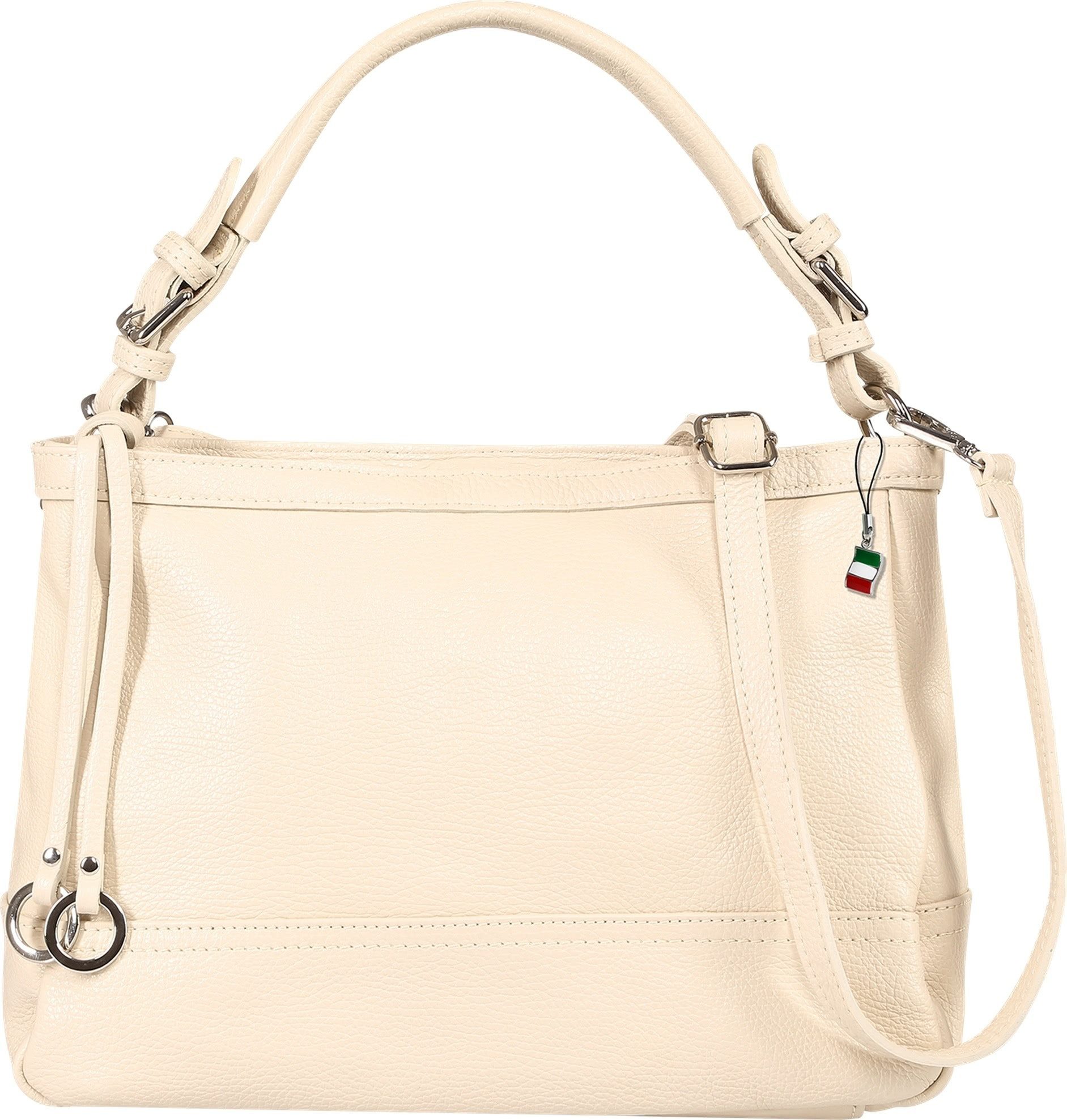 FLORENCE Schultertasche Florence Damen Schultertasche Hobo Bag (Schultertasche), Damen Schultertasche Leder, beige ca. 26cm hoch