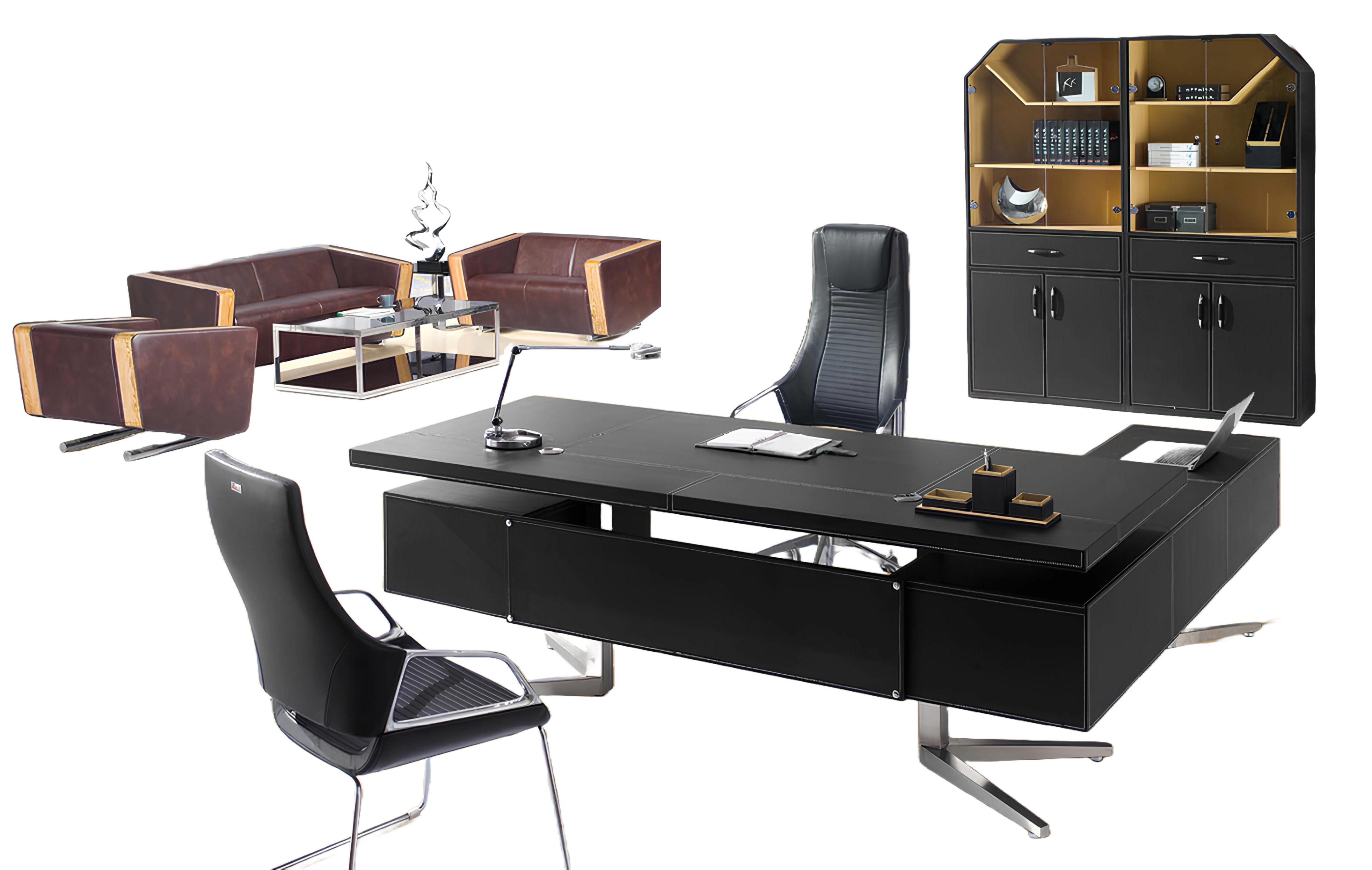 Schreibtisch Büro-Eckschreibtisch für Chefs in Kanzlei oder Praxis - Büromöbel-Set