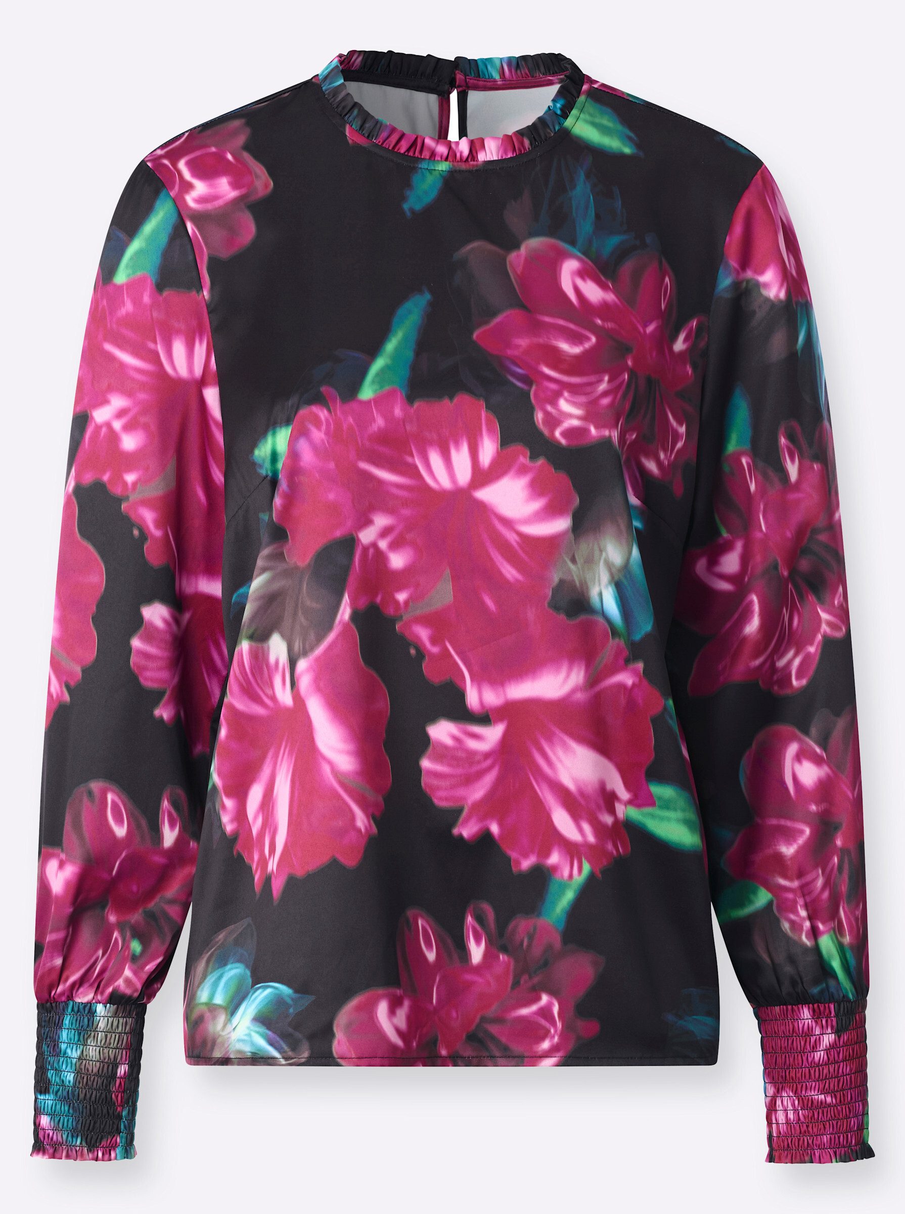 creation L Klassische Bluse Satin-Bluse Langarm
