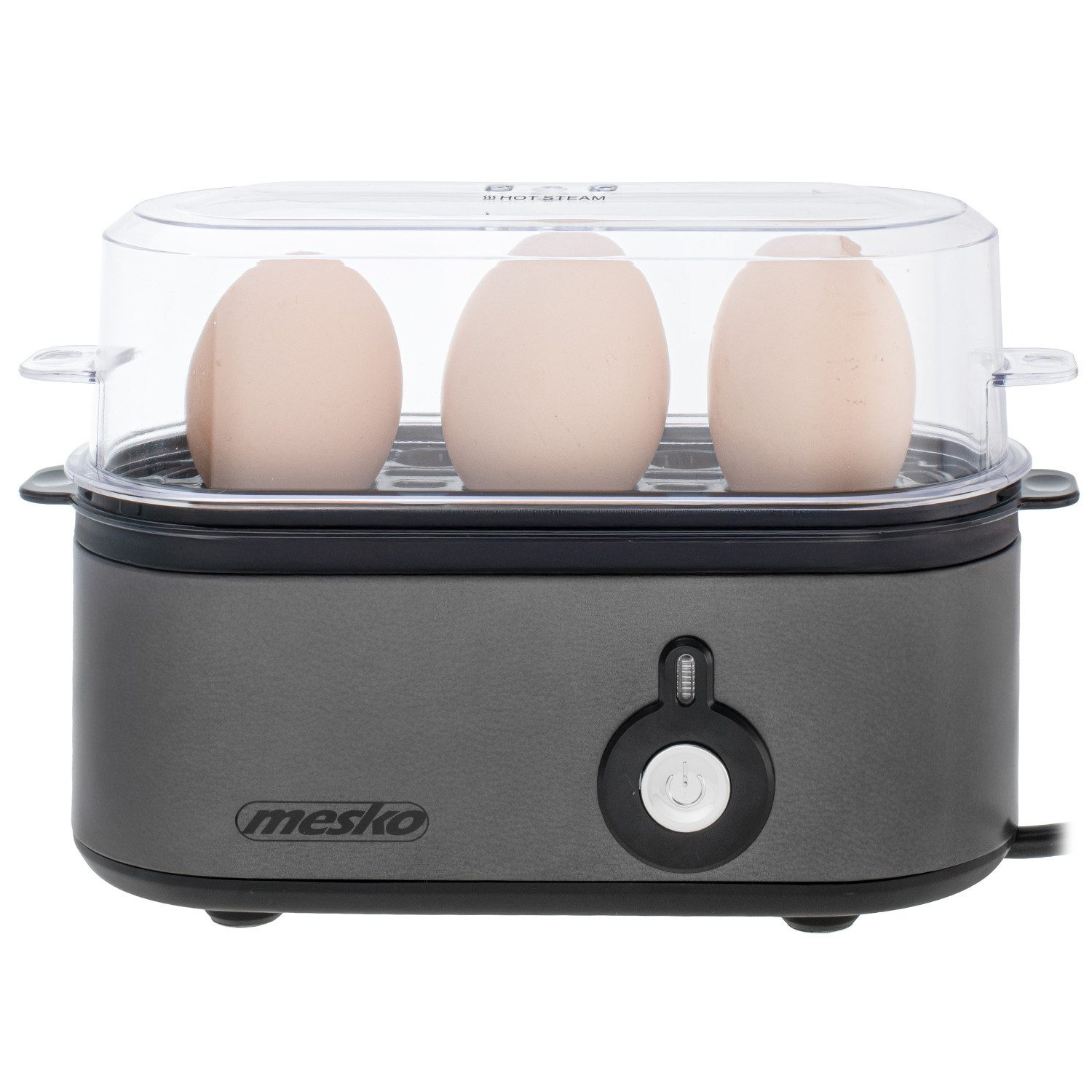 Mesko Eierkocher MS 4485, Anzahl Eier: 3 St., 350 W, Eierkocher für 1-3 Eier Edelstahlheizplatte