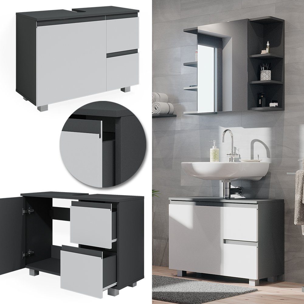 Vicco Waschbeckenunterschrank J-Shape, Weiß/Anthrazit, 80 x günstig online kaufen