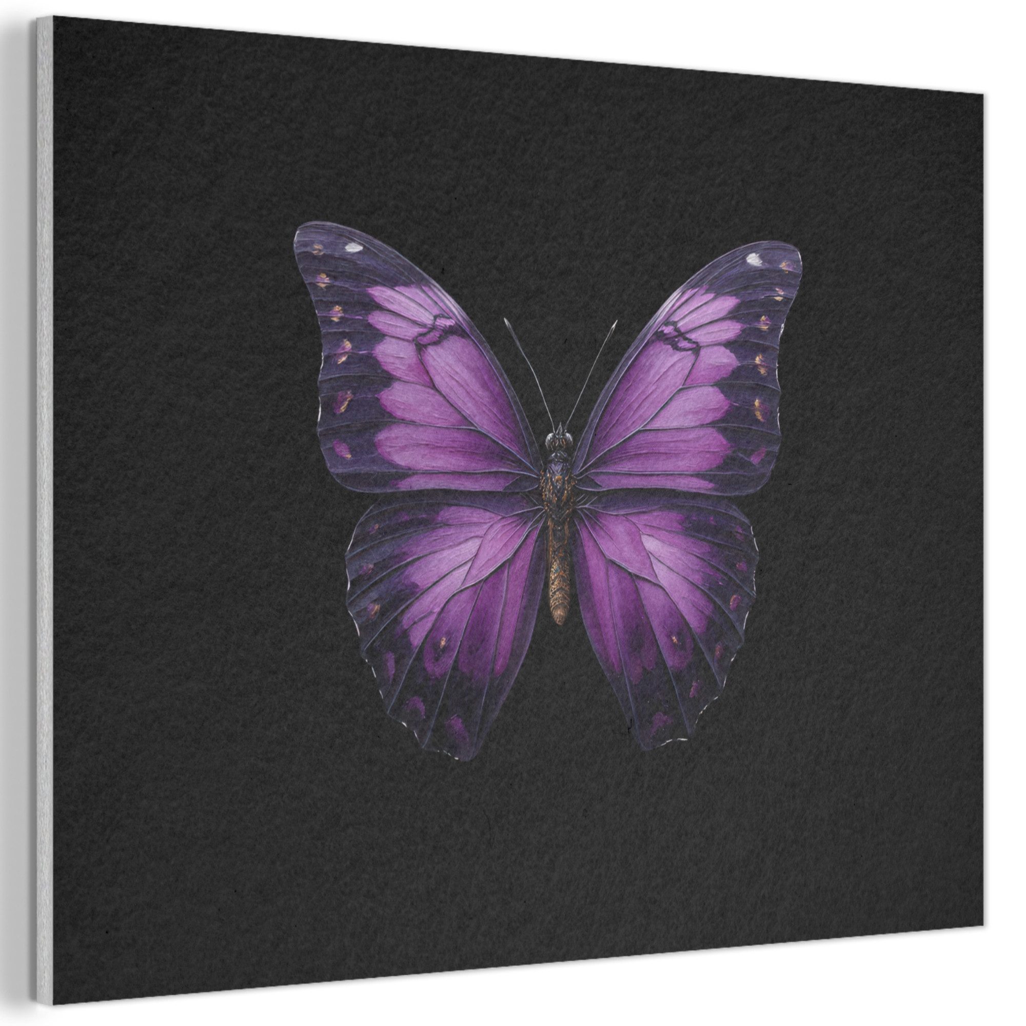 MuchoWow Картина Schmetterling - Lila - Lebendig, Fotodruck (1 St), Akustikpaneele PET-Filz, Akustikbild, Schalldämmung, Deko 40x30 cm