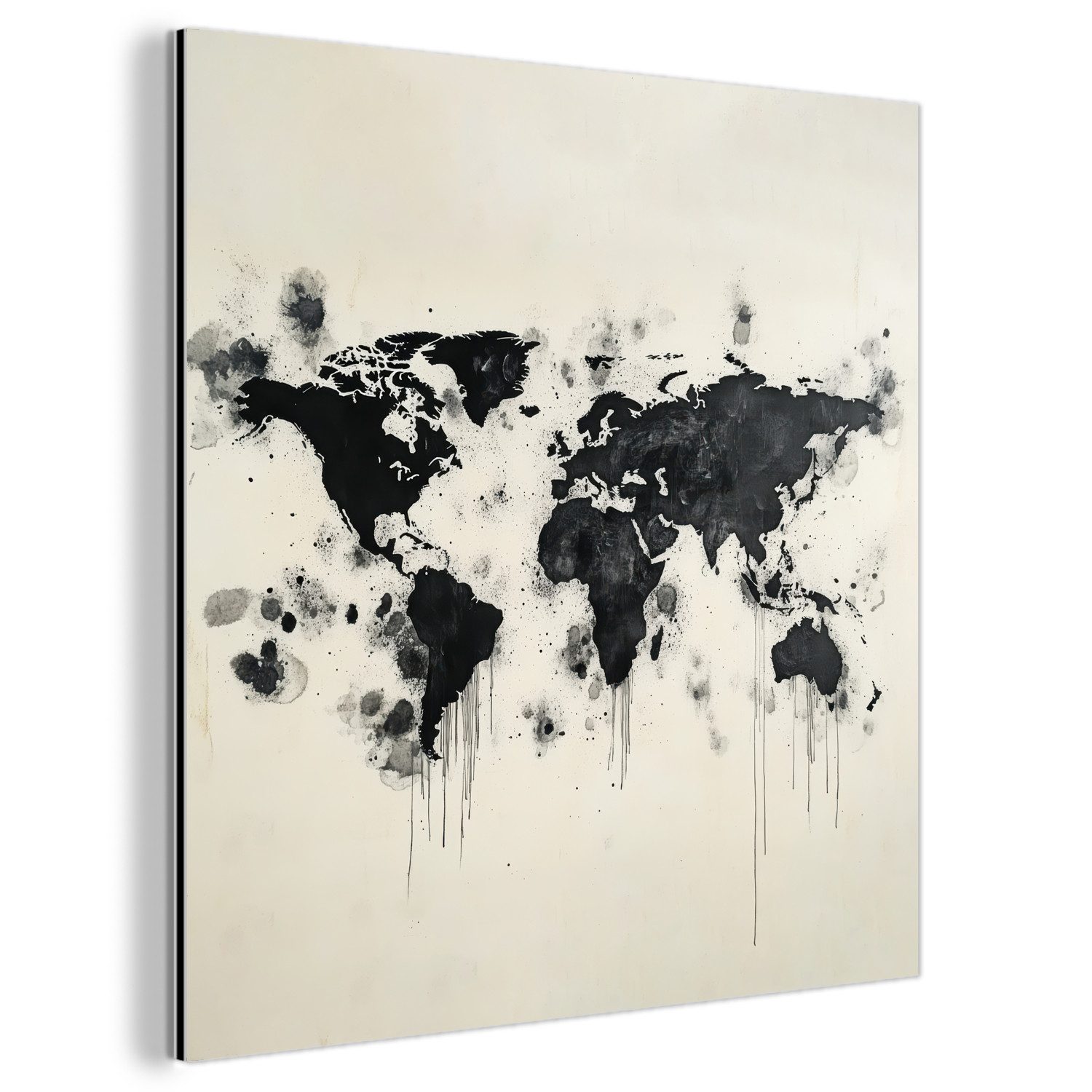 MuchoWow Metallbild Weltkarte - Schwarz - günstig online kaufen