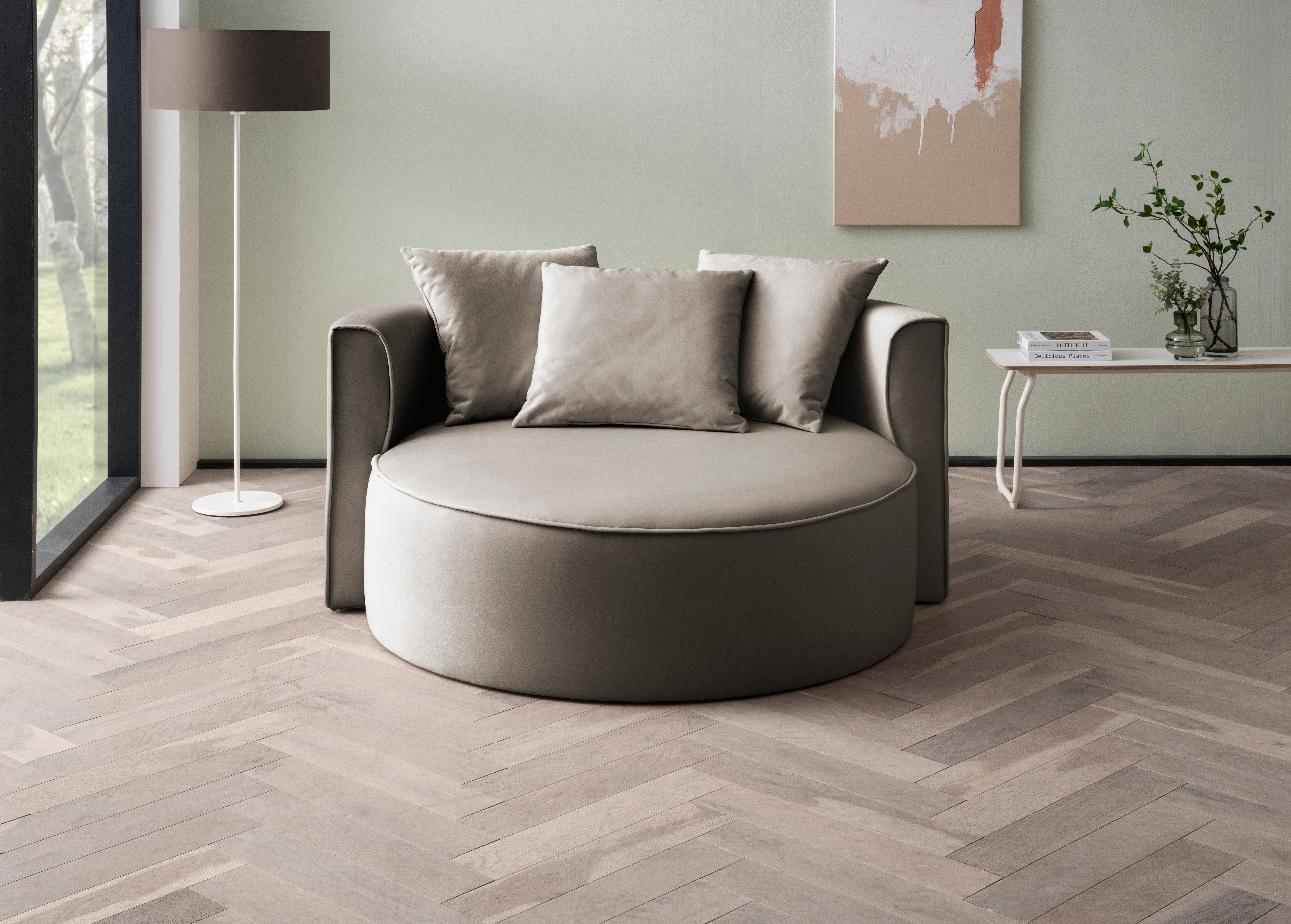 LeGer Home by Lena Gercke XXL-Sessel Isalie, Lesesessel, Loveseat, inklusive Zierkissen, extra große Sitzfläche, optional mit Hocker, Cord, Samt, Bouclé