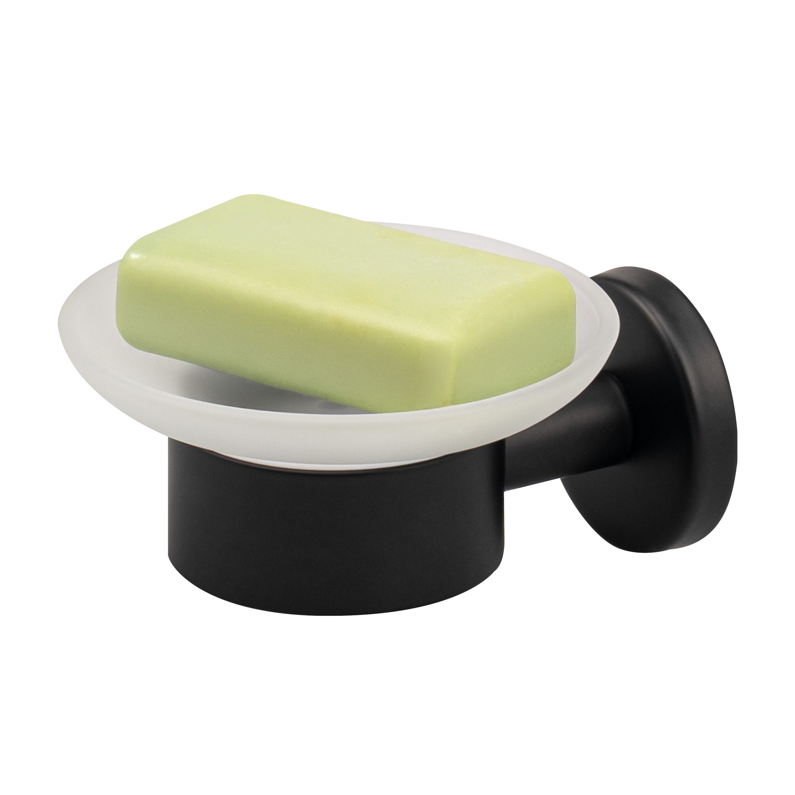 bremermann Seifenschale Bad-Serie PIAZZA BLACK - aus Glas und Edelstahl, schwarz, Breite: 11 cm, 1-St.