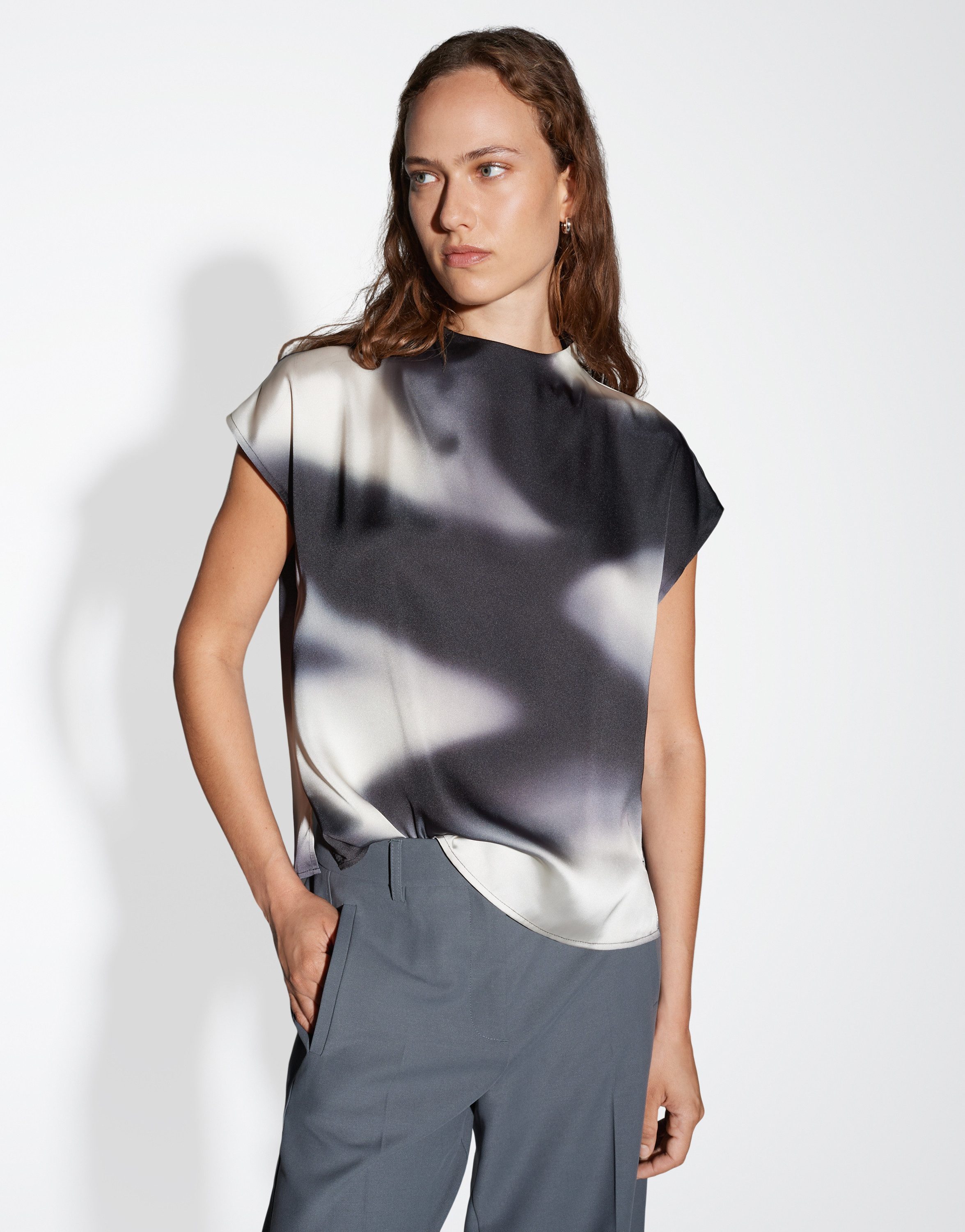 someday Kurzarmbluse ZALACTIC Loose mit galaktischem Print