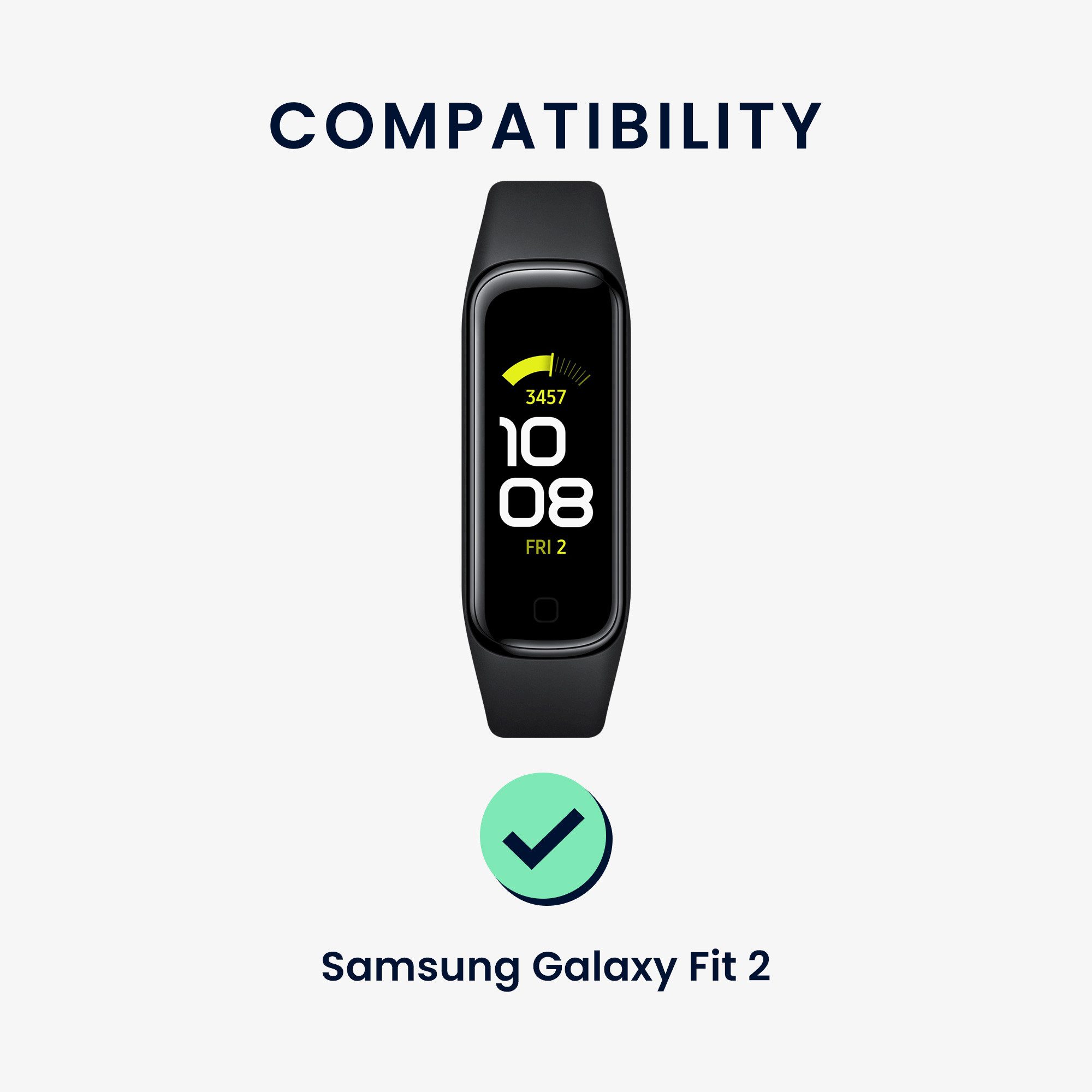 kwmobile Smartwatch-Armband 2x Uhrenarmband für Samsung Galaxy Fit 2 Armband, Fitnesstracker Band Set aus TPU Silikon - Ersatzarmband Smartwatch