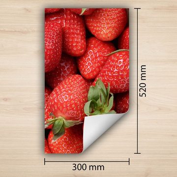 Decorwelt Herd-Abdeckplatte Herdabdeckplatte Kunststoff Aufrollbare Matte Küche Erdbeere Früchte, (30x52, 1 tlg), für alle Herdarten excl. Gasherde