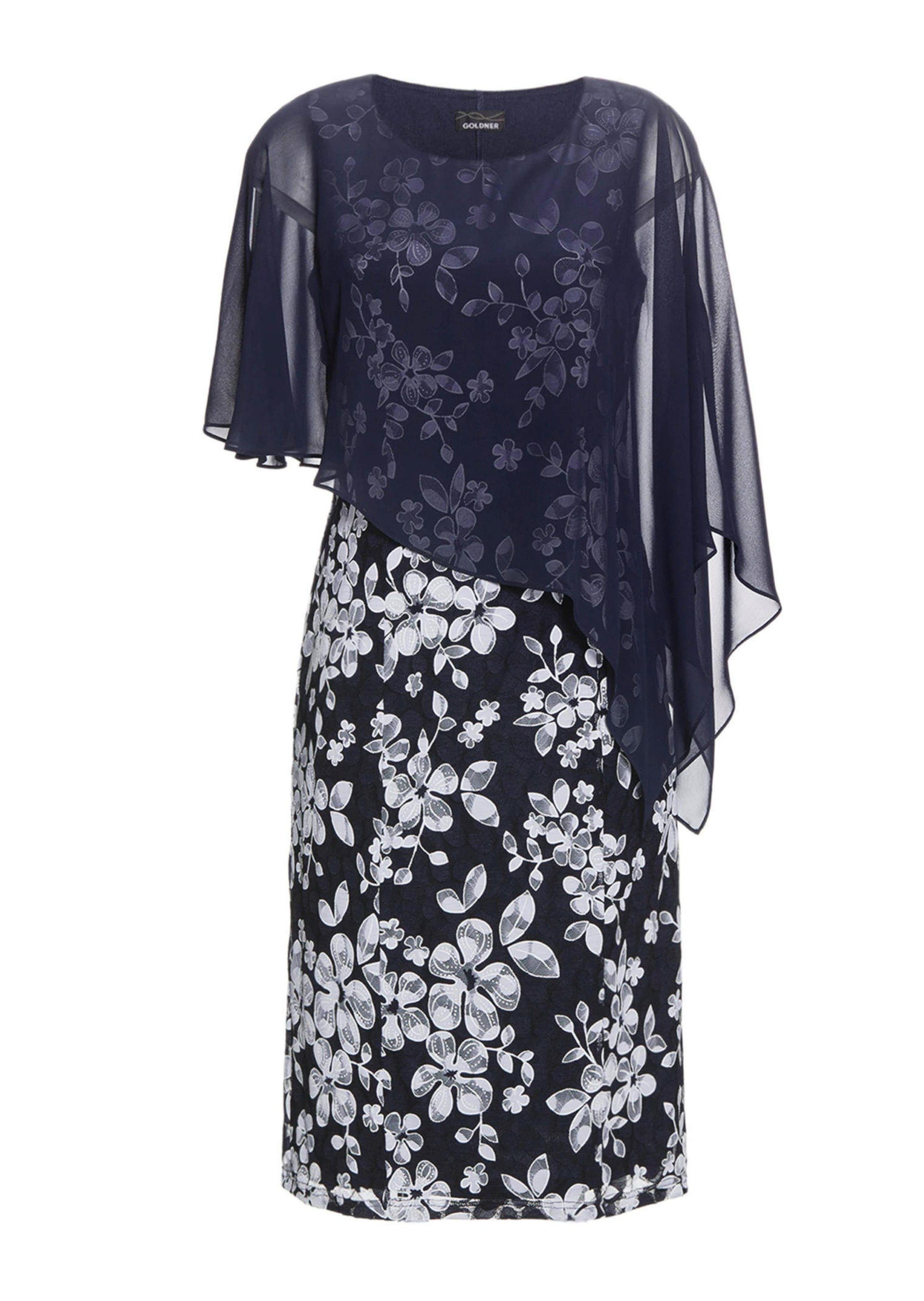 Abendkleid Kurzgröße: Chiffonkleid mit raffiniertem Überwurf
