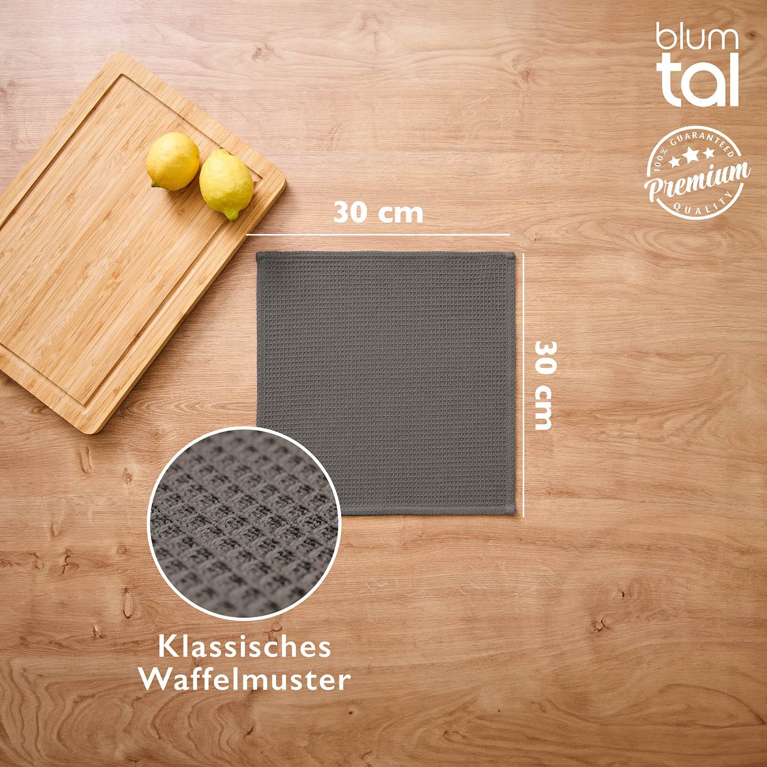 Blumtal Geschirrtuch Set 50x70 oder 30x30 cm, 100% Baumwolle, (6-tlg), Saugfähig, schnell trocknend, waschbar, 100% Baumwolle