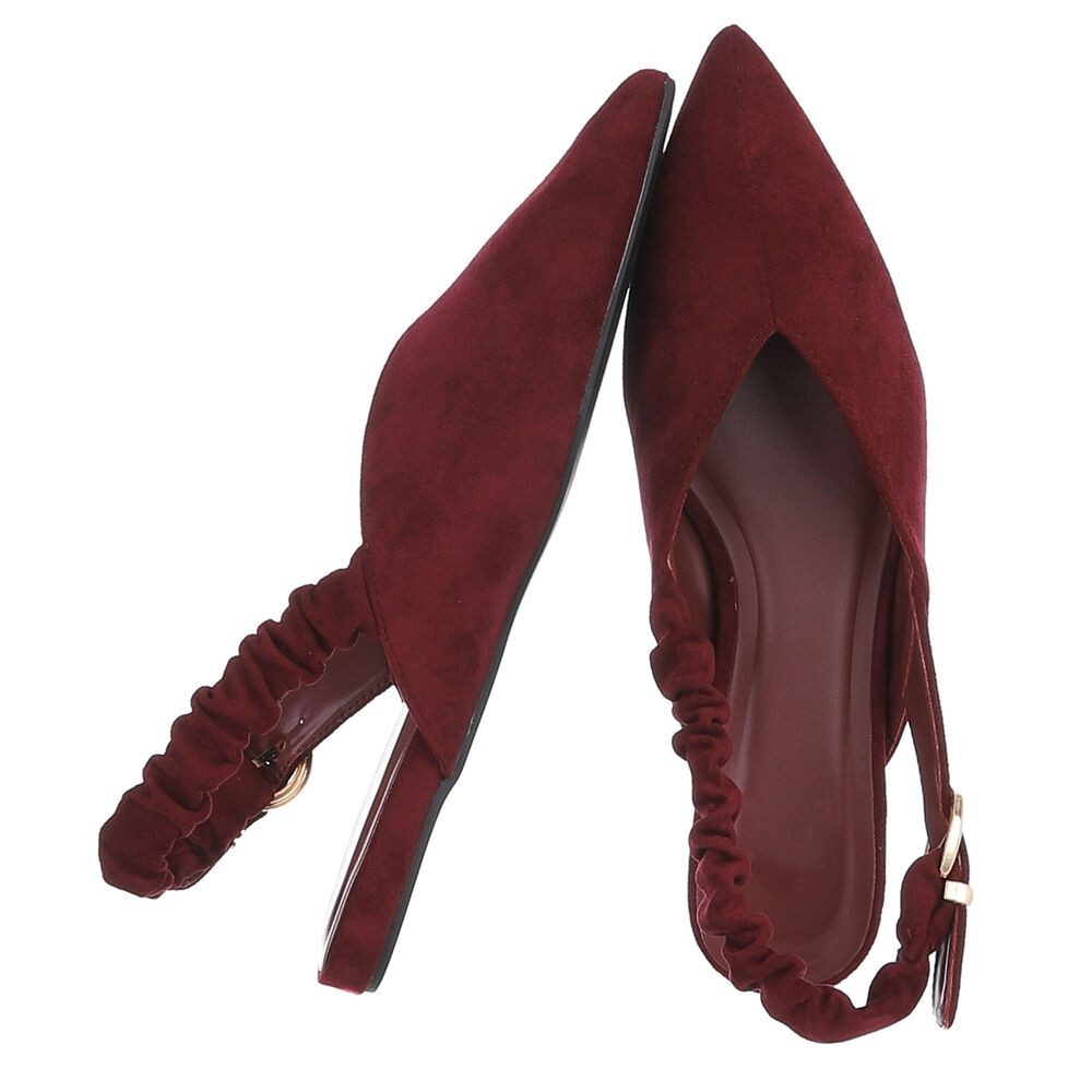 Ital-Design Damen Slingback Schuh flach mit Metallschnalle Schnürpumps (92078982) Flach Schnür- & Riemchenpumps in Weinrot