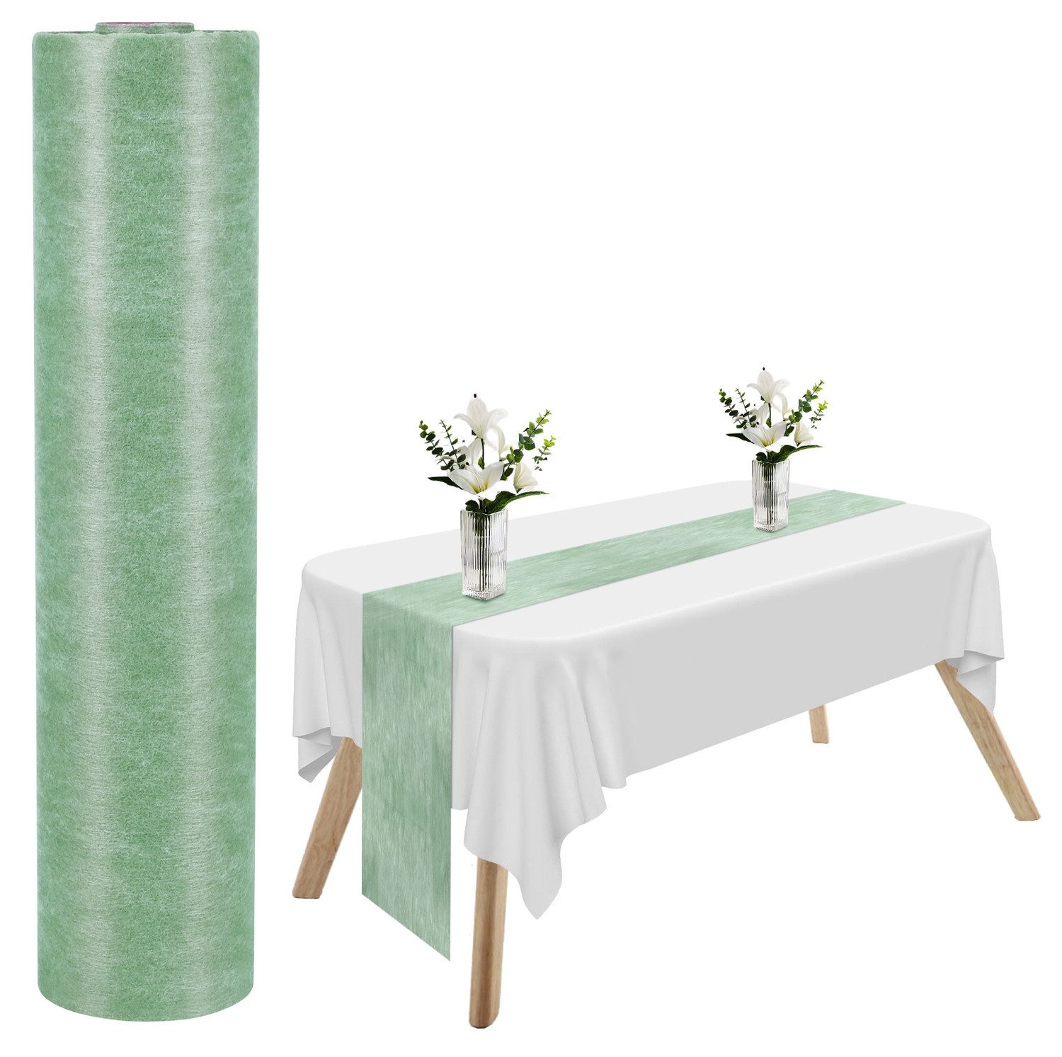 BlingBin Tischläufer Vlies Tischläufer Grün, DIY Tischband Eukalyptus Grün günstig online kaufen