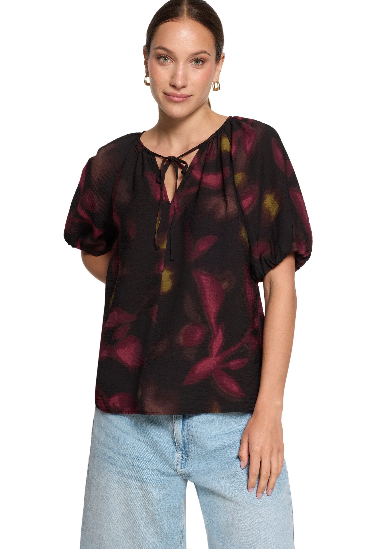 Schlupfbluse Damen mit Blumenprint