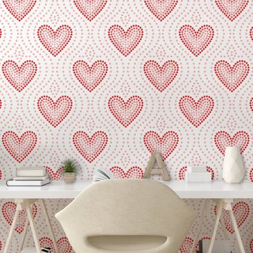 Abakuhaus Vinyltapete selbstklebendes Wohnzimmer Küchenakzent, Pearls Gepunktete Herz-Muster
