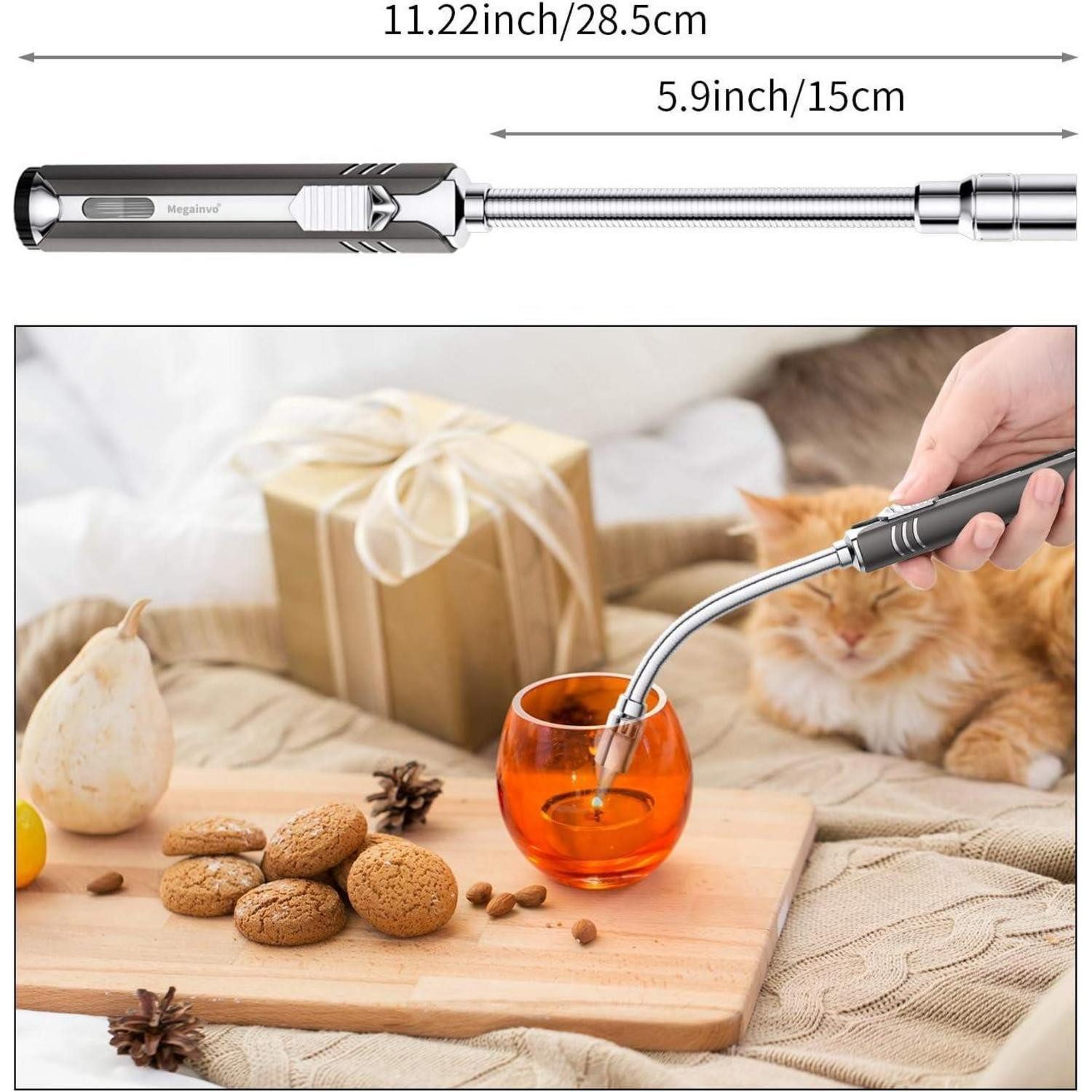 Megainvo Stabanzünder Stabfeuerzeug Jetflamme Gas Nachfüllbar Langes Feuerzeug