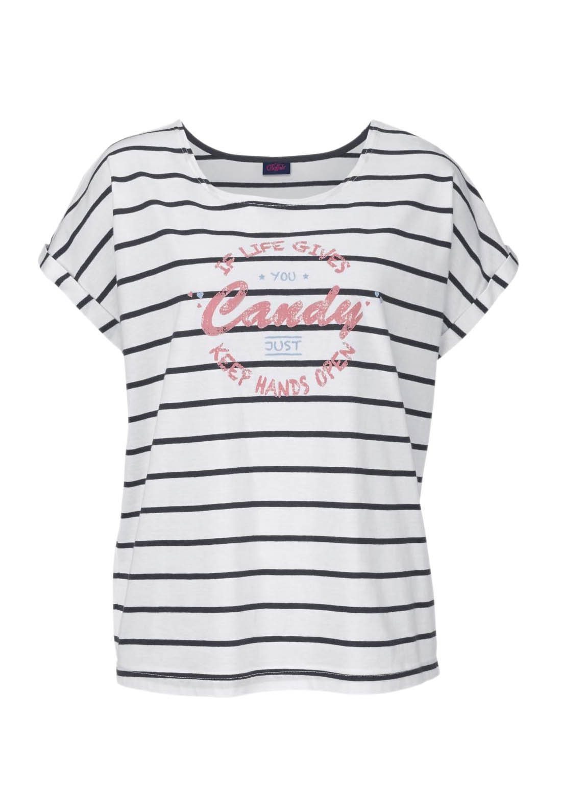 Buffalo Pyjama (Set, 2 tlg) im Streifenlook mit farbigem Frontprint