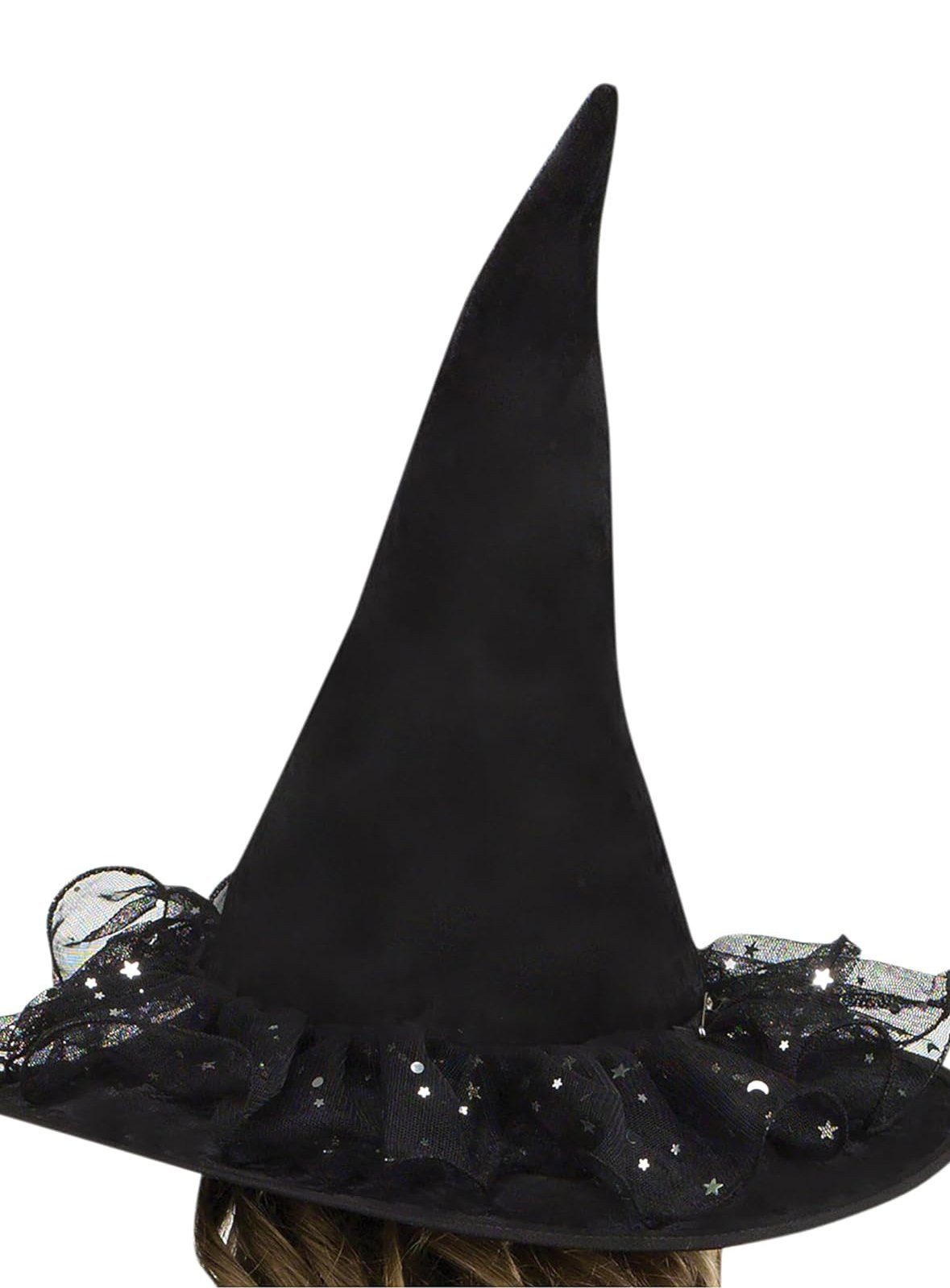 Fun World Hexen-Kostüm Hexe Kleid - Halloween Kostüm Kinder - Fasching, Zauberhaftes Glitzer Hexen Kostüm für Mädchen