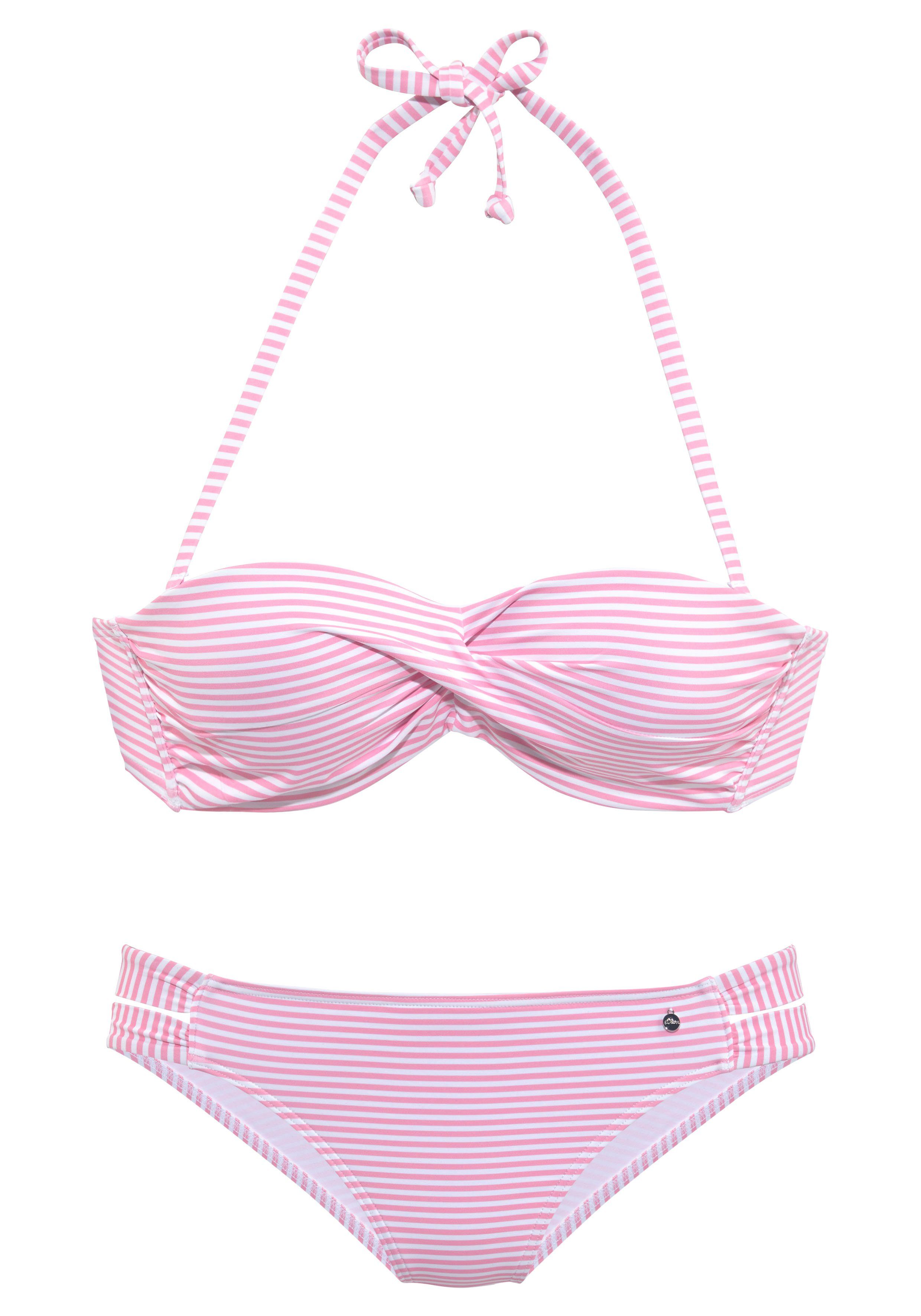 Bügel-Bandeau-Bikini s.Oliver Optik in getwisteter rosé-weiß