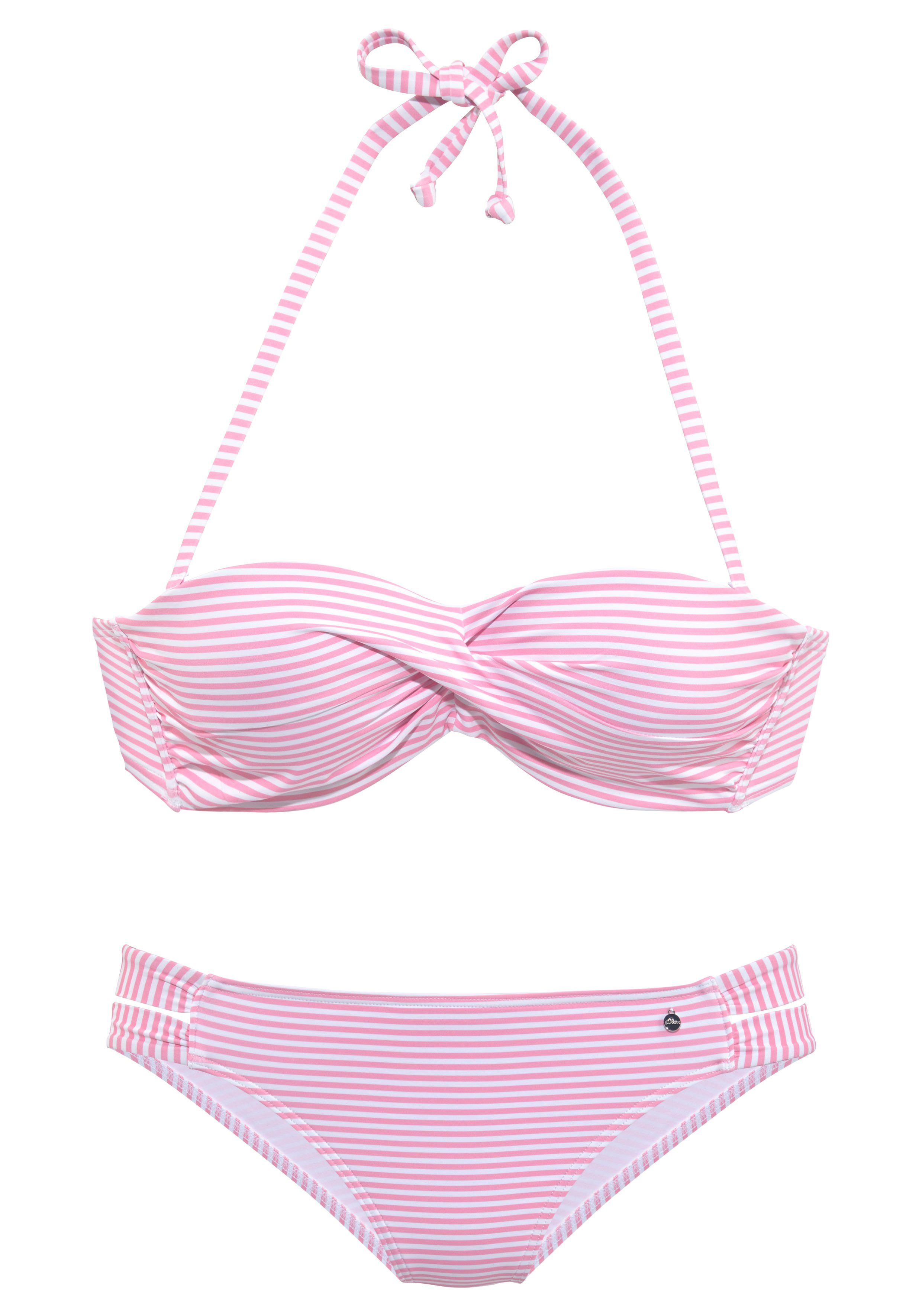 getwisteter rosé-weiß Bügel-Bandeau-Bikini Optik s.Oliver in