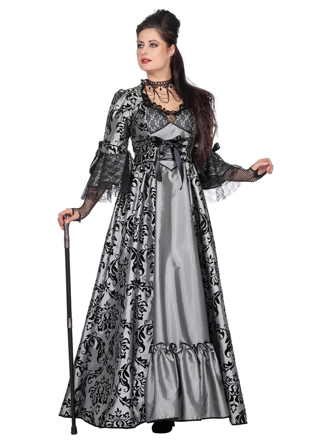 Metamorph Kostüm Marquise Kleid grau, Gut gekleidete, graue Gräfin