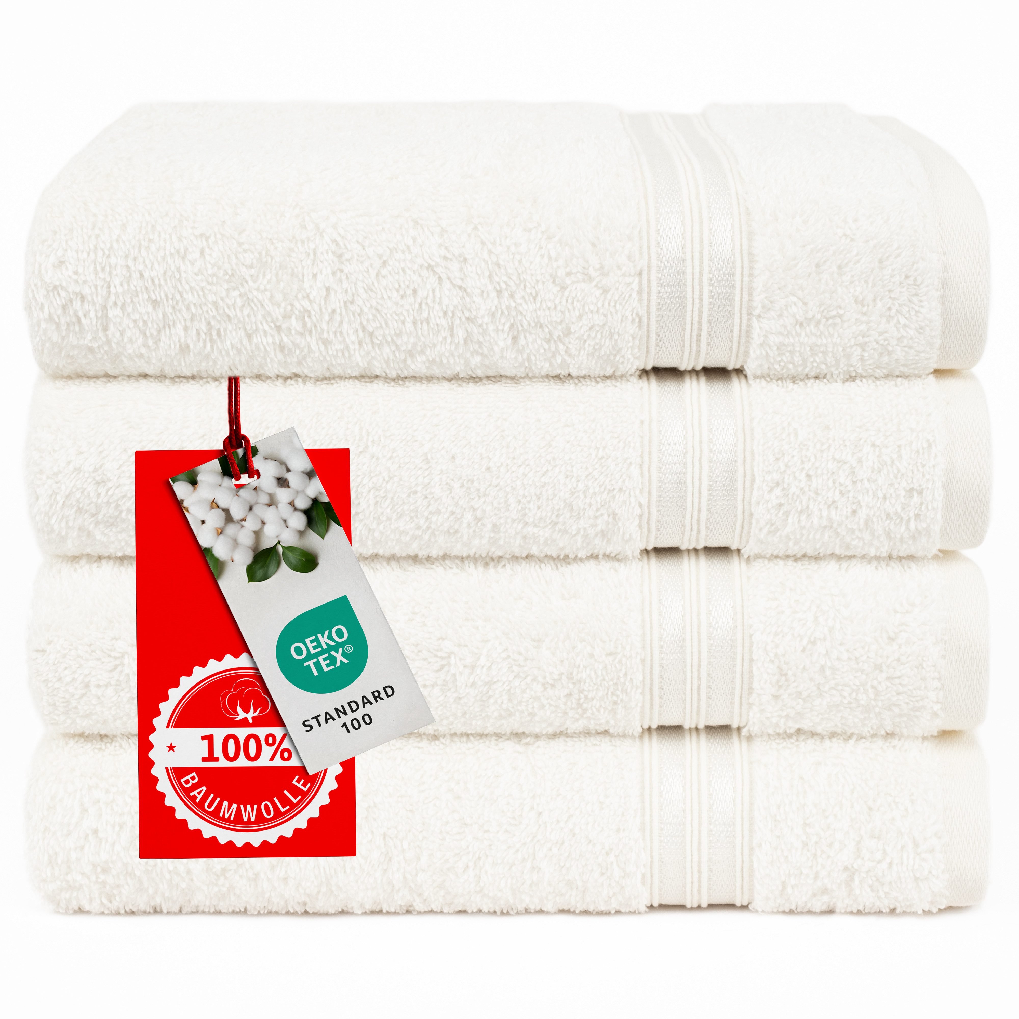 HAMMETEX Handtuch Set 4er Set Handtücher 50x100 cm, 100% Baumwolle, Weich & Saugstark, Frottier (Set, 4-St), mit Bordüre, einfarbig, weich