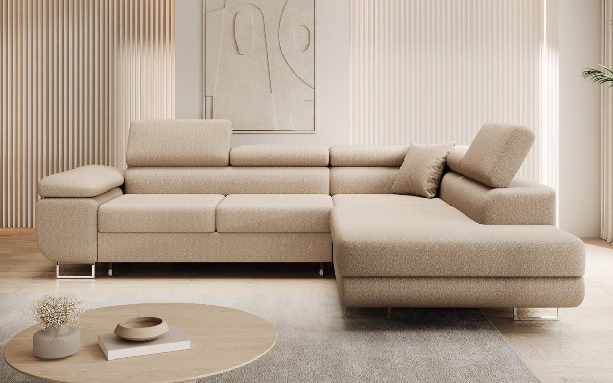 Luxusbetten24 Schlafsofa Designer Sofa Aston in Bouclé, mit Stauraum und Schlaffunktion