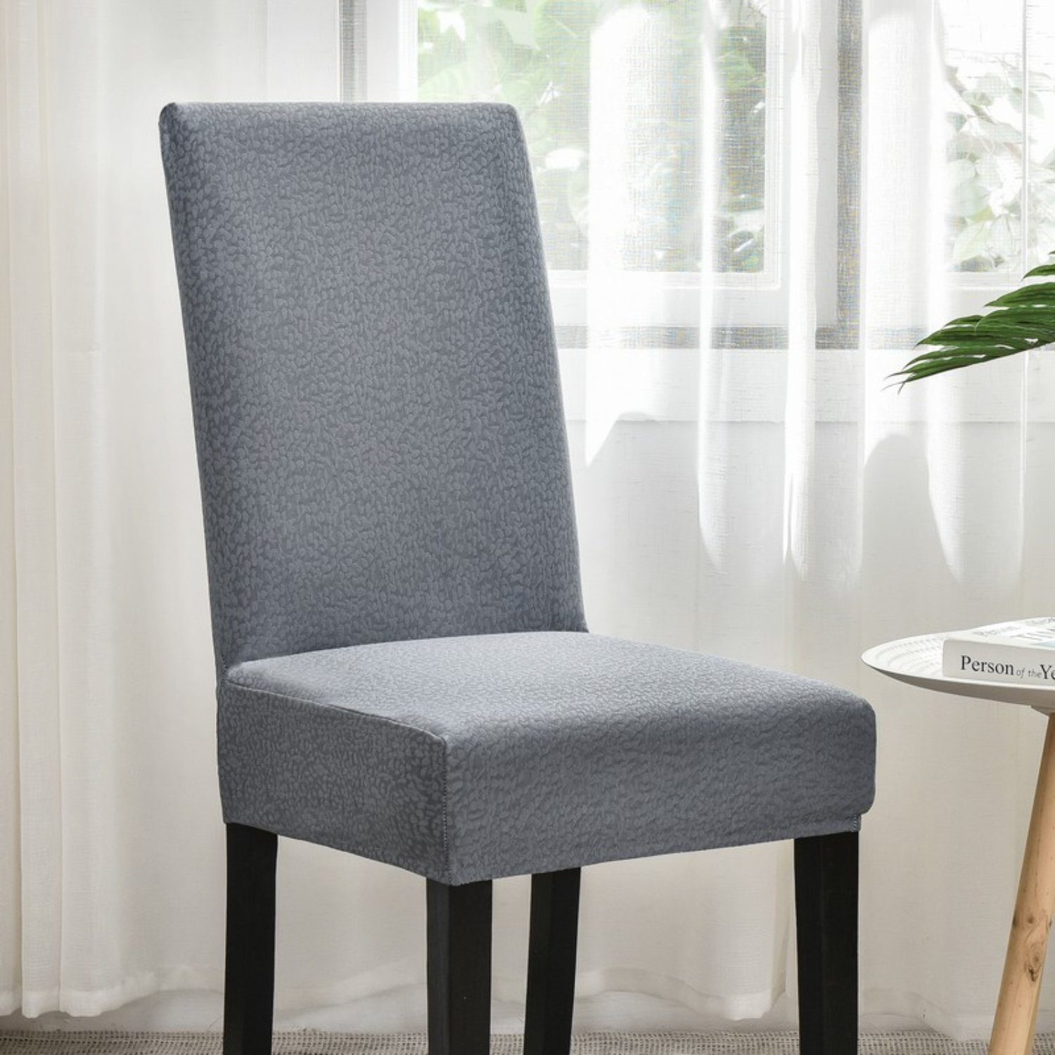 HOMEIDEAS, Blasendruck Stuhlbezug Stretch-elastisch Stuhlhusse, Sitzschutz Grau