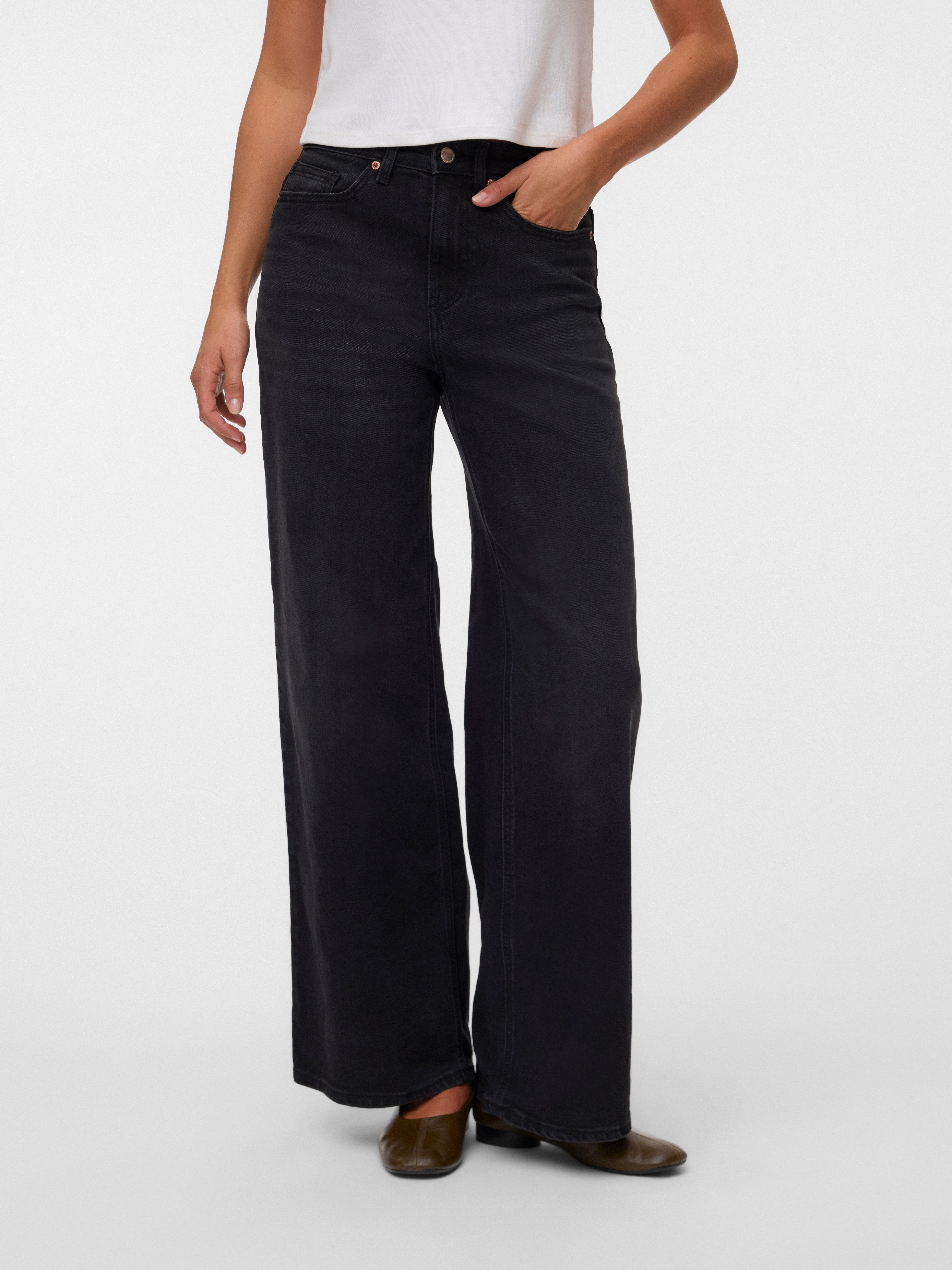 Vero Moda Weite Jeans VMOLIVIA STRETCH HR WIDE JNS LI1101 NOOS Baumwollmischung, high waist, wide fit