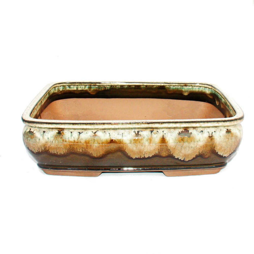 Exotenherz Pflanzschale Bonsai-Schale XL - rechteckig G92 - zweifarbig braun-beige - L35,5