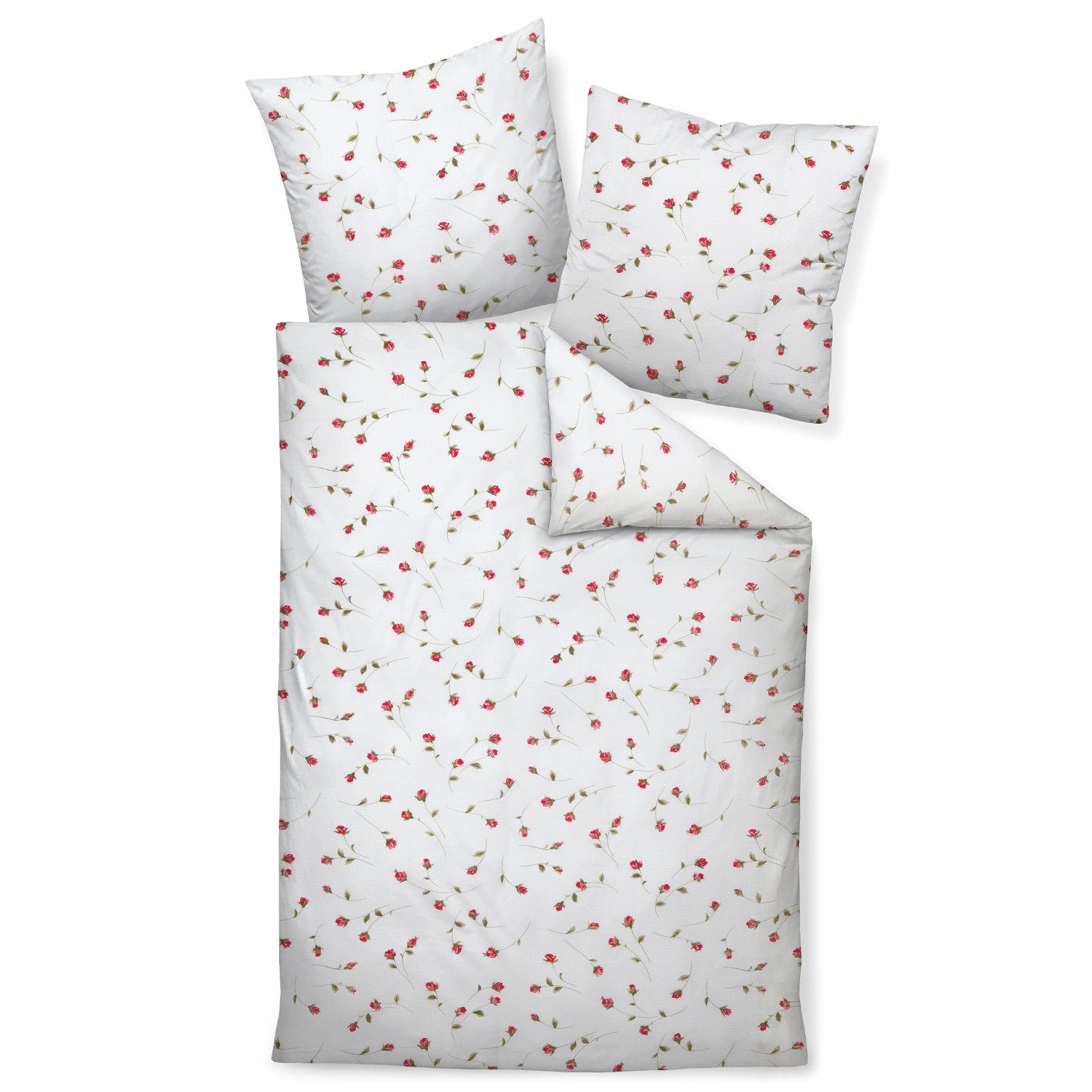 Janine Постельное белье Постельное белье Janine Seersucker Tango 2174-21 Paradiesrot Rosen 135x200, 2 teilig