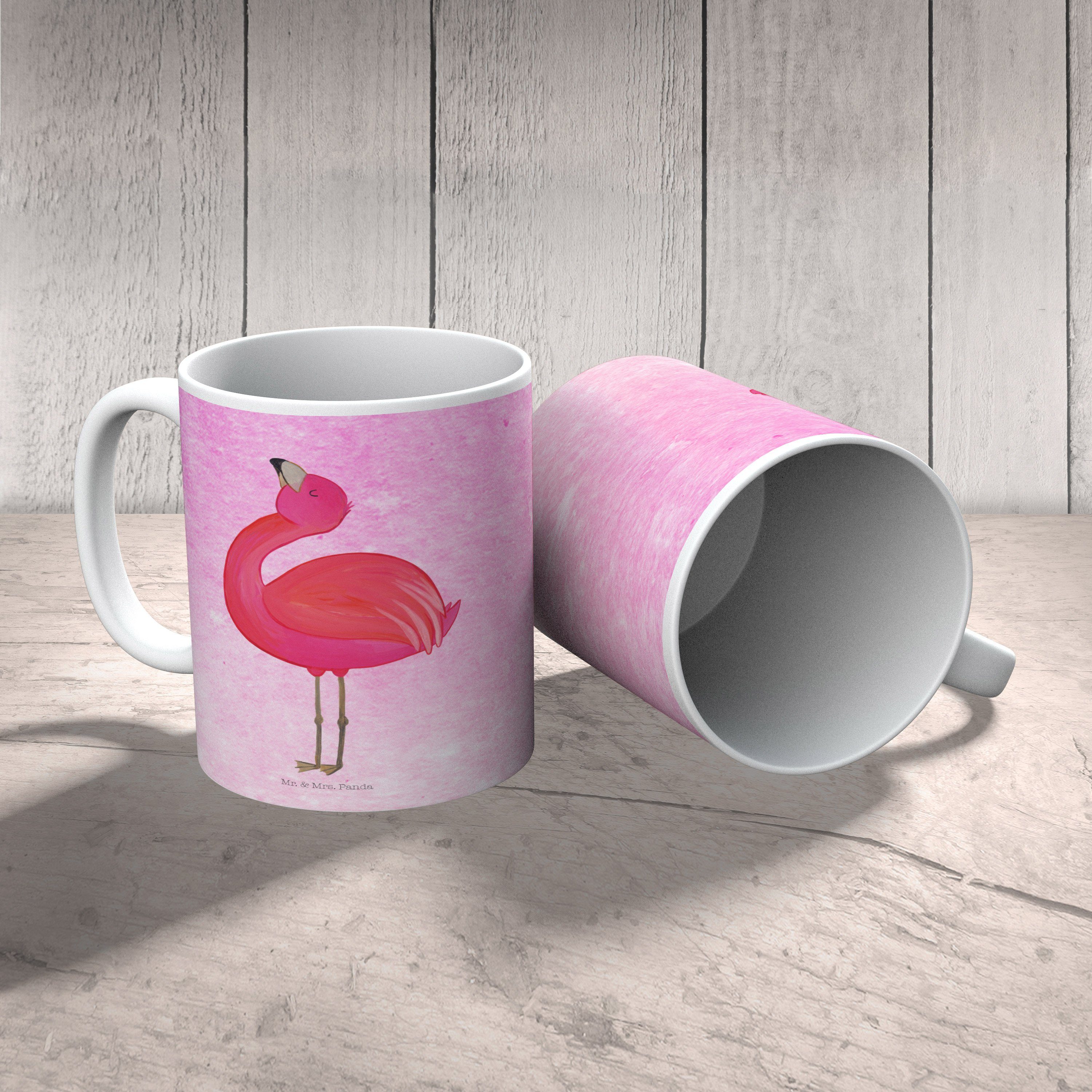 Kinderbecher Mrs. Mr. - Pink & Flamingo - Geschenk, Freundin, beste Aquarell Tochter, Panda stolz K, Kunststoff