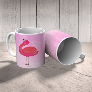 Mr. & Mrs. Panda Kinderbecher Flamingo stolz - Aquarell Pink - Geschenk, beste Freundin, Tochter, K, Kunststoff