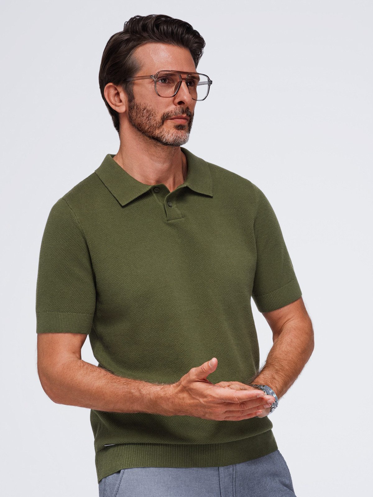 OMBRE Poloshirt T-shirt OM-POSS-0178 V-1 green S Grün XL (kein Set, 1-tlg) in Unifarbe
